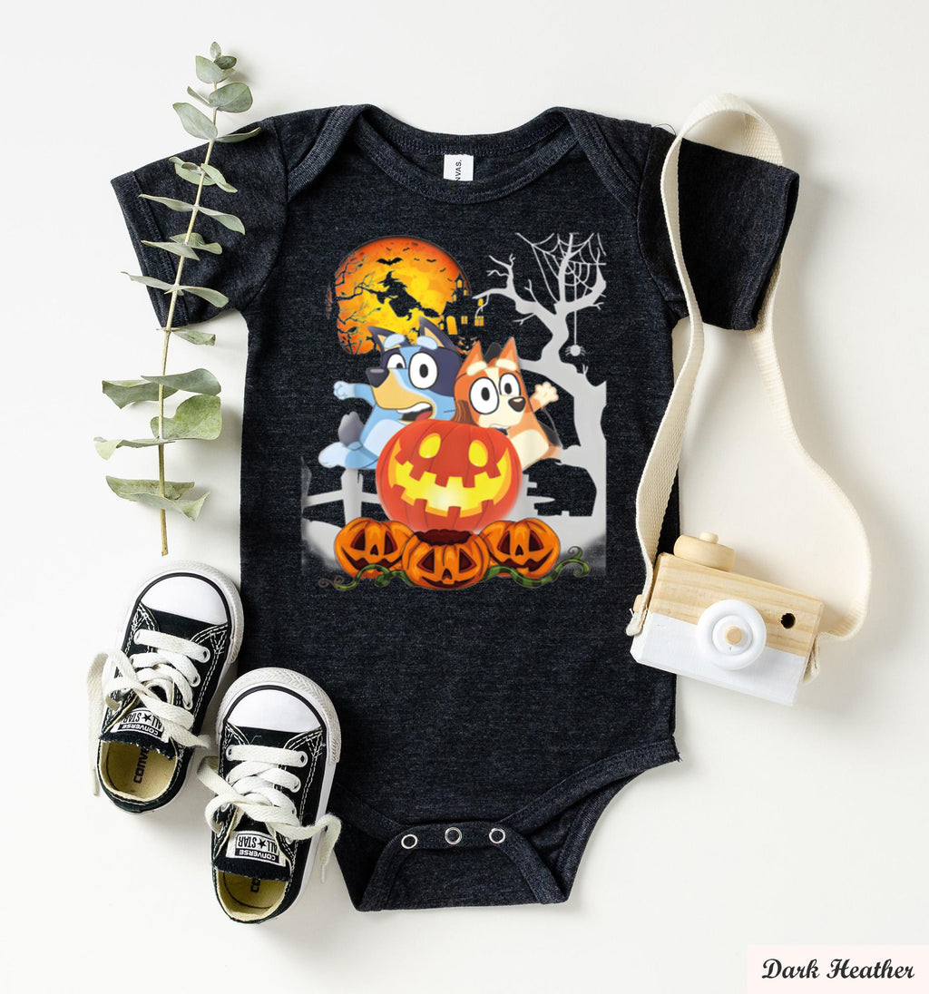 Bluey Halloween Shirt,  Spooky Cute Tee for Kids and Adults ,Fun Family Matching Outfit for Trick or Treat and Party Wear,Spooky Cartoon Tee