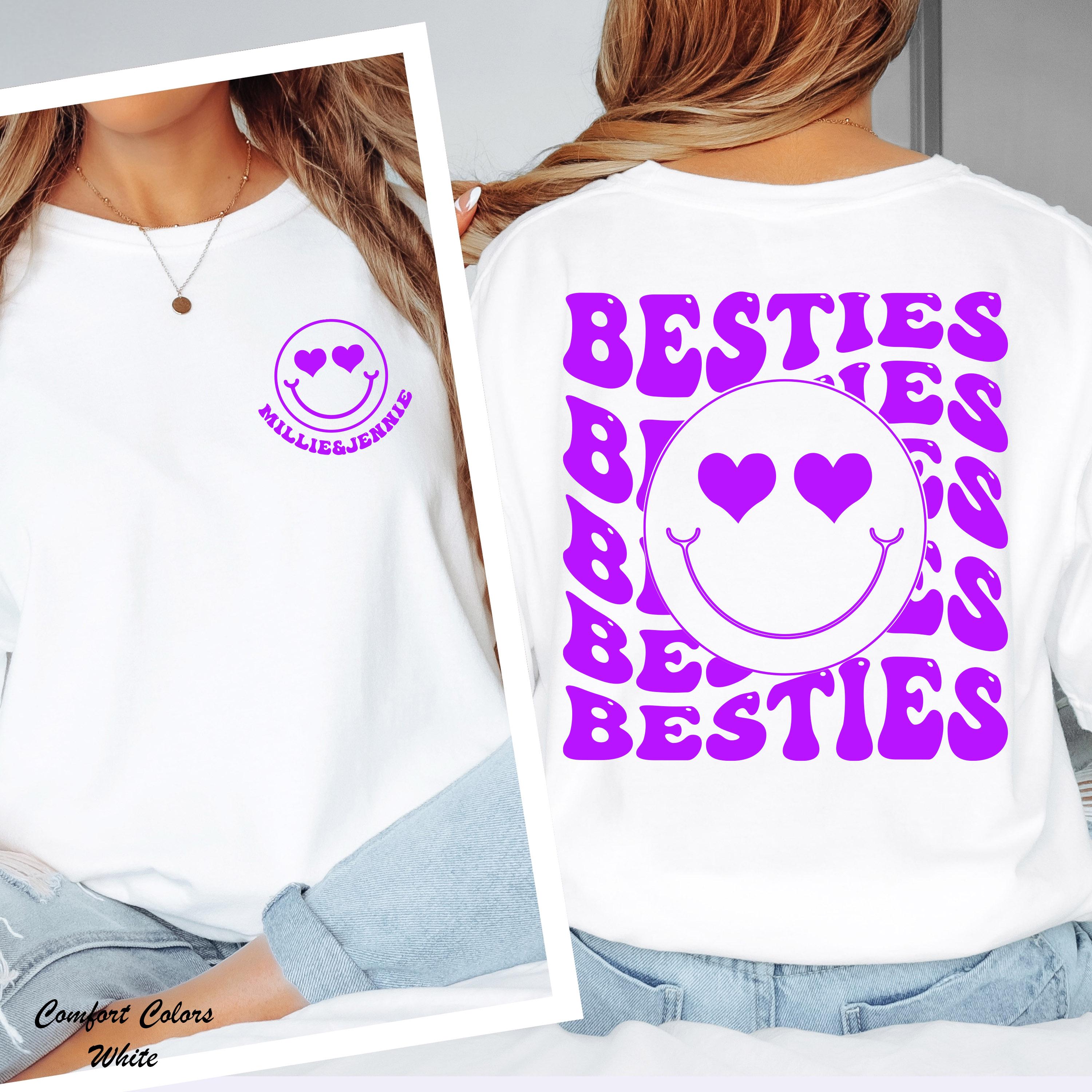 Custom Name BFF Shirts,Matching Best Friend Shirt,Personalized Gift For Fest Friend,Smile Face Best Friends Shirt,Custom BFF Birthday Gift
