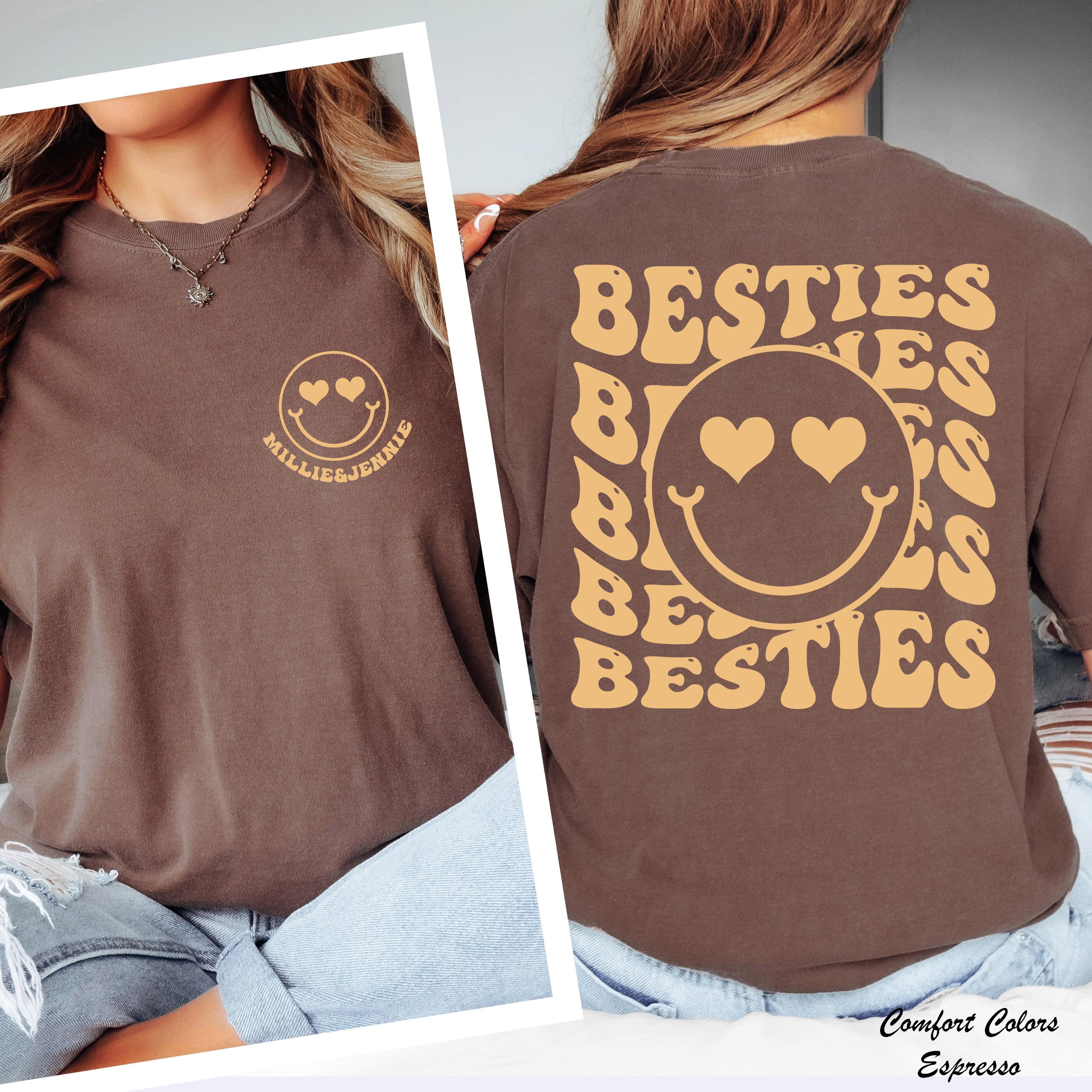 Custom Name BFF Shirts,Matching Best Friend Shirt,Personalized Gift For Fest Friend,Smile Face Best Friends Shirt,Custom BFF Birthday Gift
