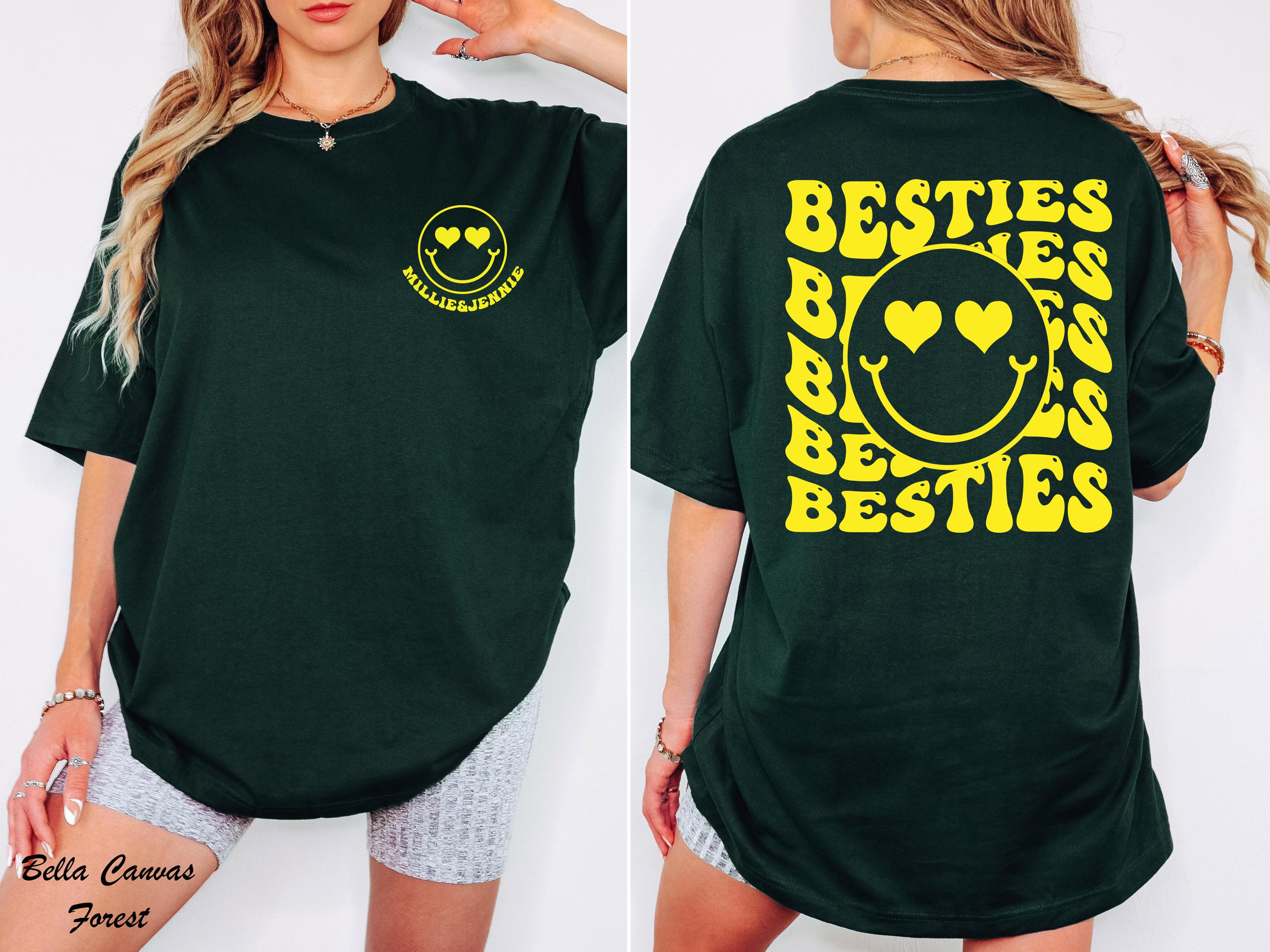 Custom Name BFF Shirts,Matching Best Friend Shirt,Personalized Gift For Fest Friend,Smile Face Best Friends Shirt,Custom BFF Birthday Gift