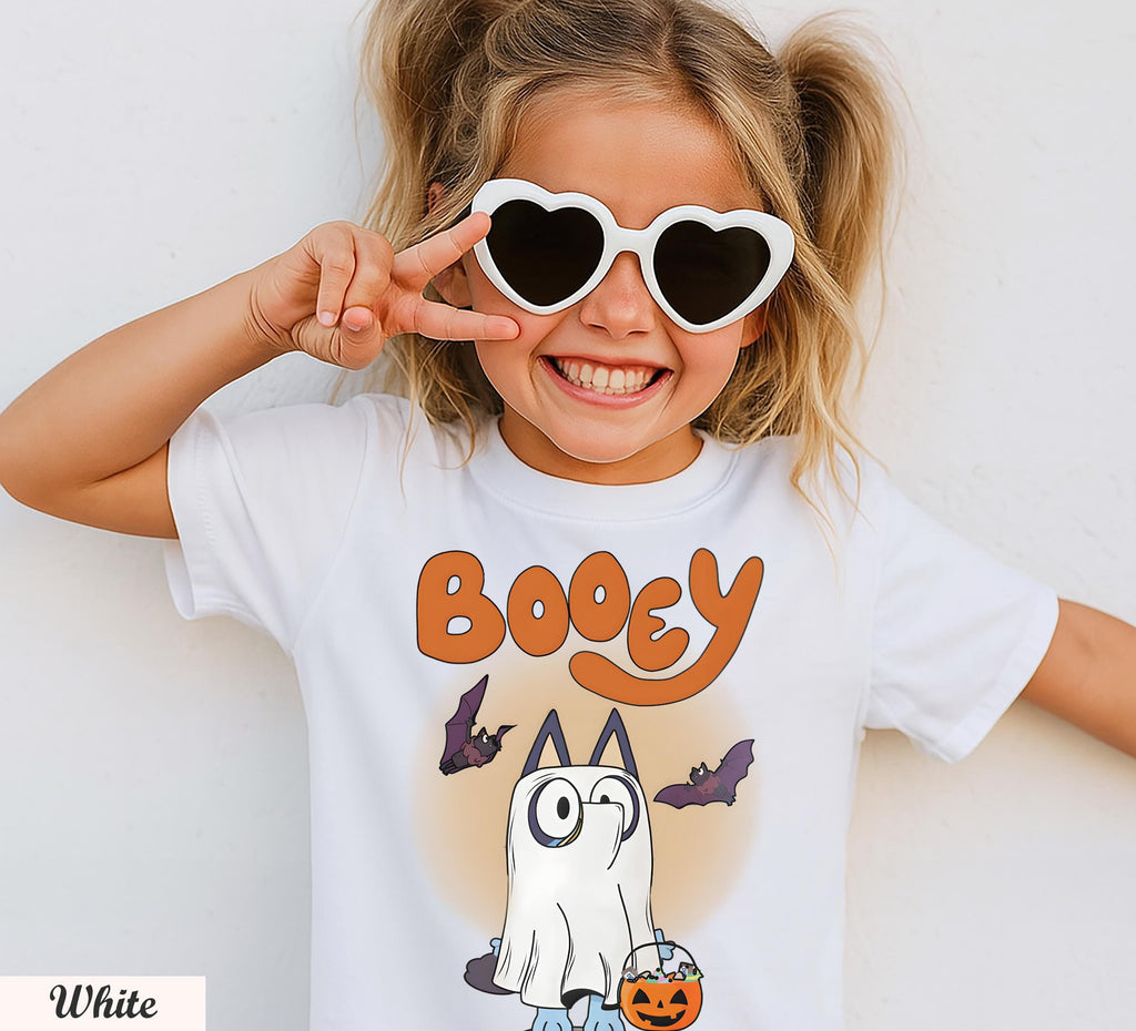 Blue Booey Halloween Shirt,Fun Bluey Fan Shirt for Everyday Wear,Family Matching Outfit,Booey Halloween Dog T-Shirt,Halloween Family Shirt