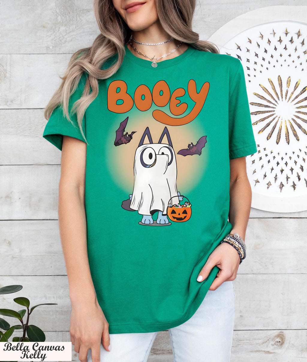 Blue Booey Halloween Shirt,Fun Bluey Fan Shirt for Everyday Wear,Family Matching Outfit,Booey Halloween Dog T-Shirt,Halloween Family Shirt