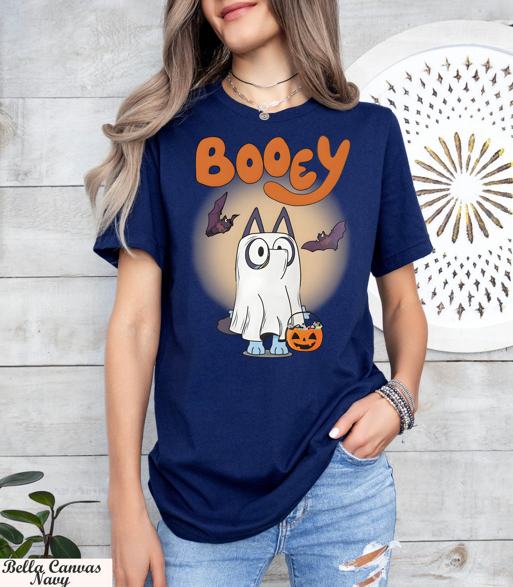 Blue Booey Halloween Shirt,Fun Bluey Fan Shirt for Everyday Wear,Family Matching Outfit,Booey Halloween Dog T-Shirt,Halloween Family Shirt