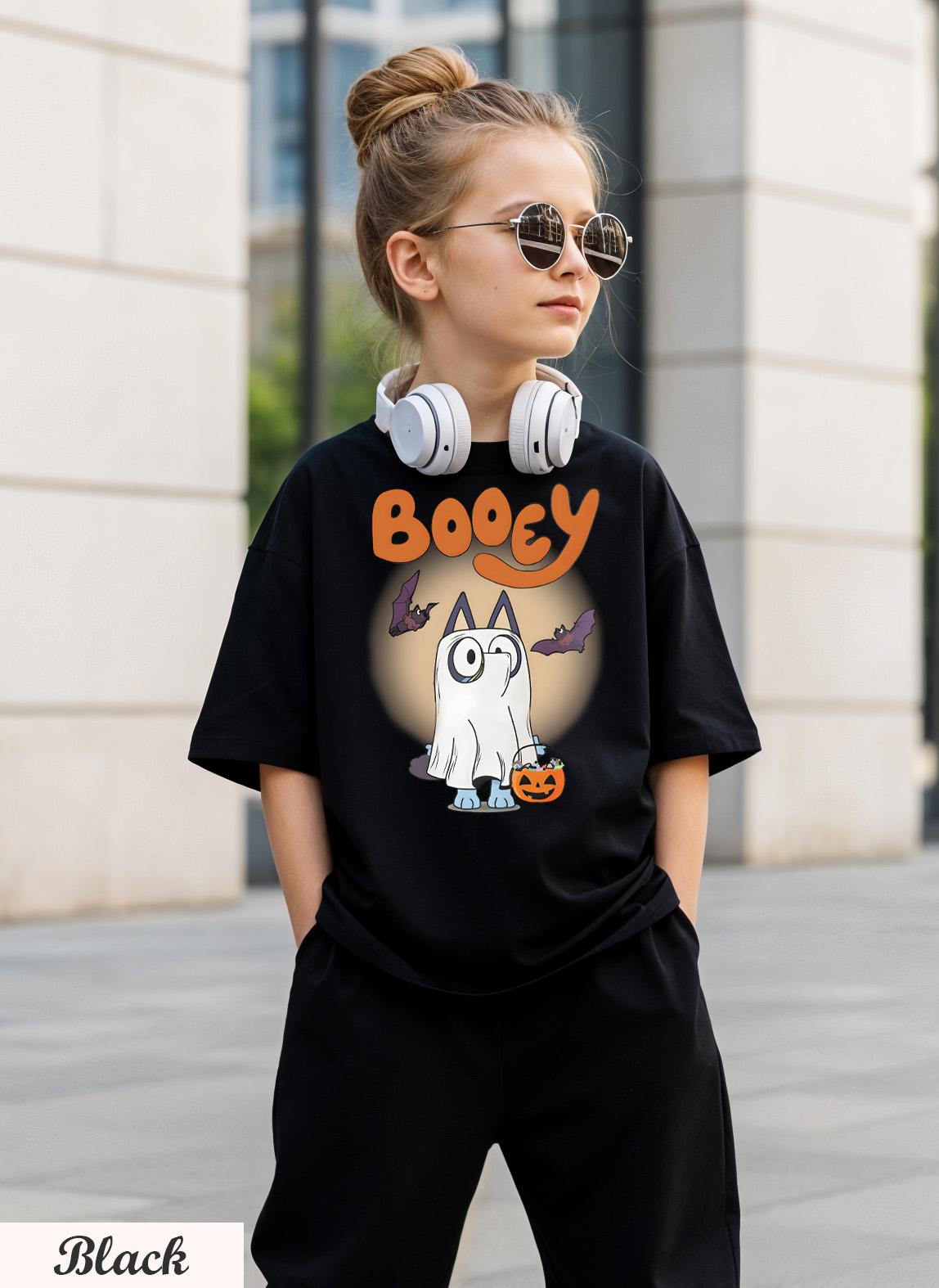 Blue Booey Halloween Shirt,Fun Bluey Fan Shirt for Everyday Wear,Family Matching Outfit,Booey Halloween Dog T-Shirt,Halloween Family Shirt