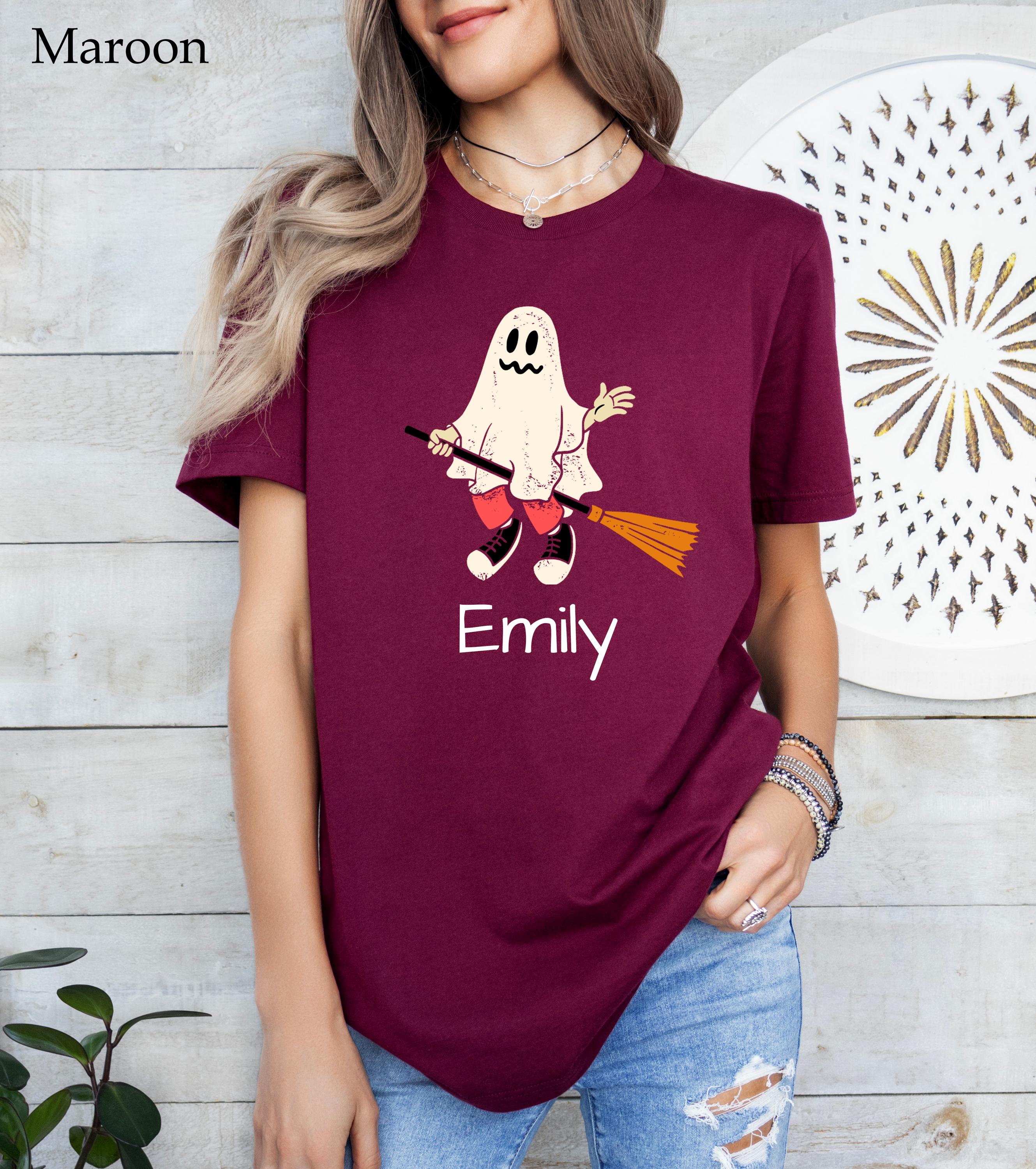 Custom Ghost Family Halloween Shirt, Personalized Spooky Family Outfit, Matching Halloween Shirts for Family, Cute Ghost Mom Dad Kids Tee