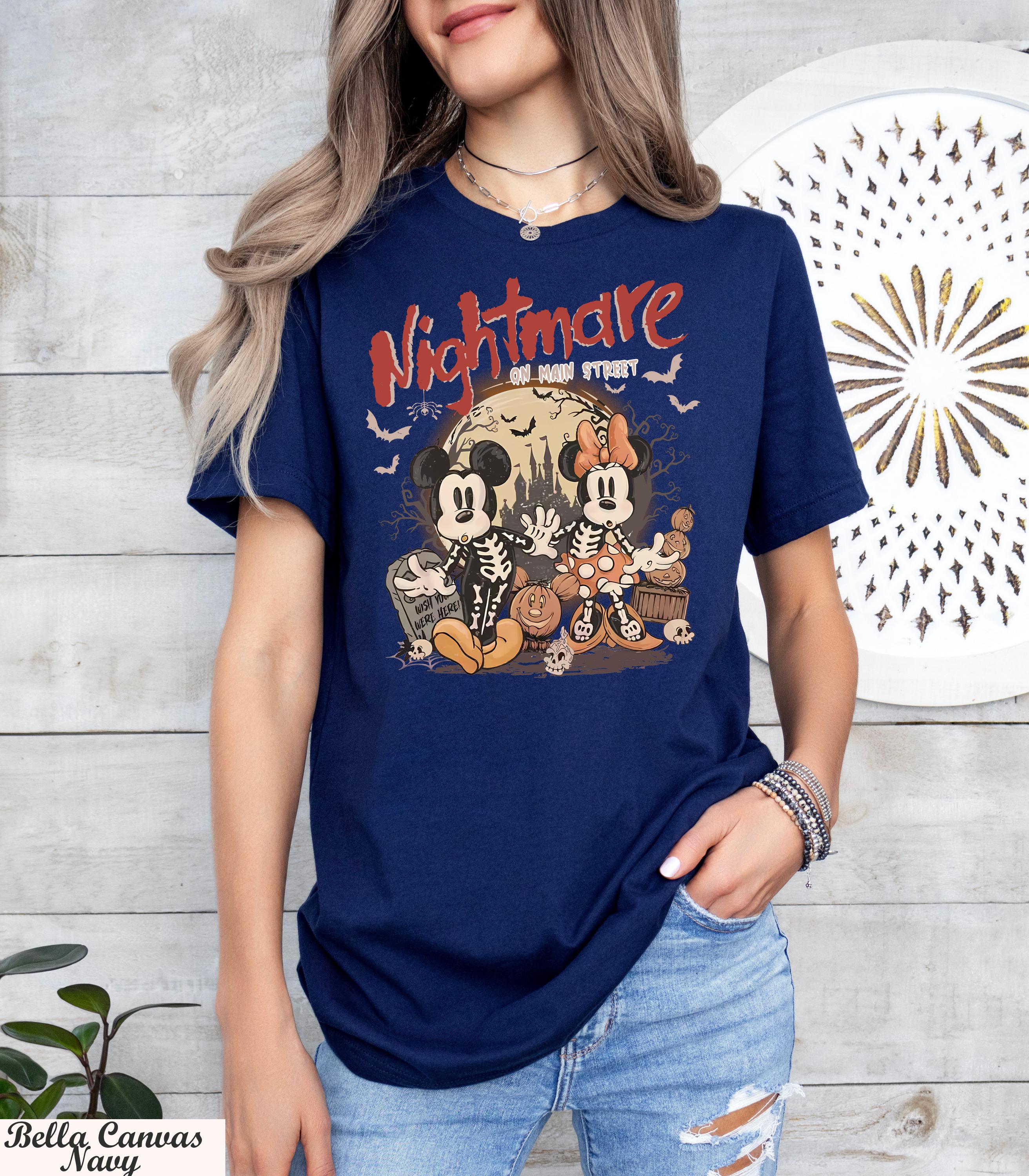 Mickey Minnie Nightmare on Mainstreet Halloween Shirt, Disneyland Halloween Shirt, Vintage Disney Halloween Pumpkin Tee, Disney Trip Shirt
