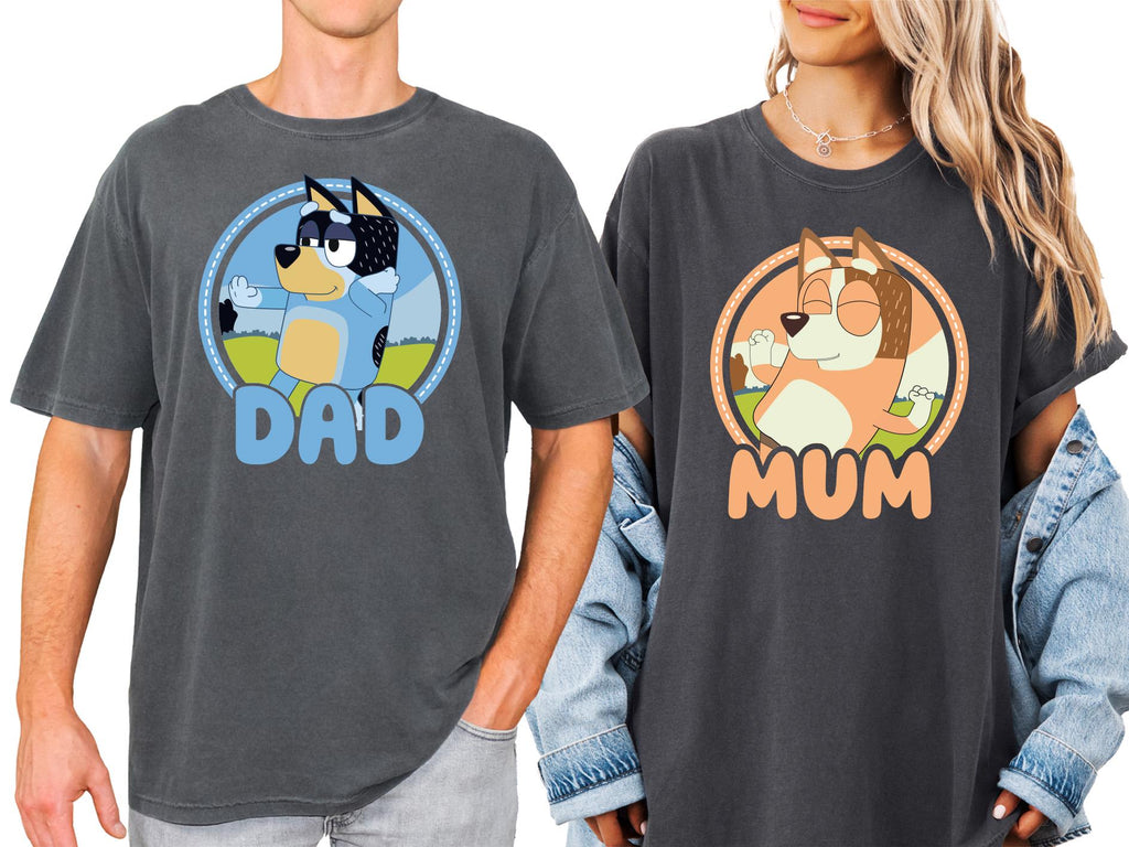 Bluey Family Shirt, Custom Name Blue Dog Family Shirt All Characters Tee, Custom Bluey Family Shirt, Bluey Family Birthday Party Team Shirt