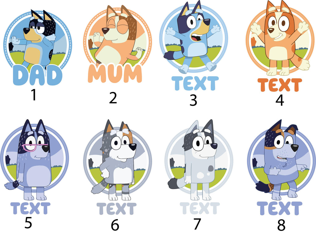 Bluey Family Shirt, Custom Name Blue Dog Family Shirt All Characters Tee, Custom Bluey Family Shirt, Bluey Family Birthday Party Team Shirt