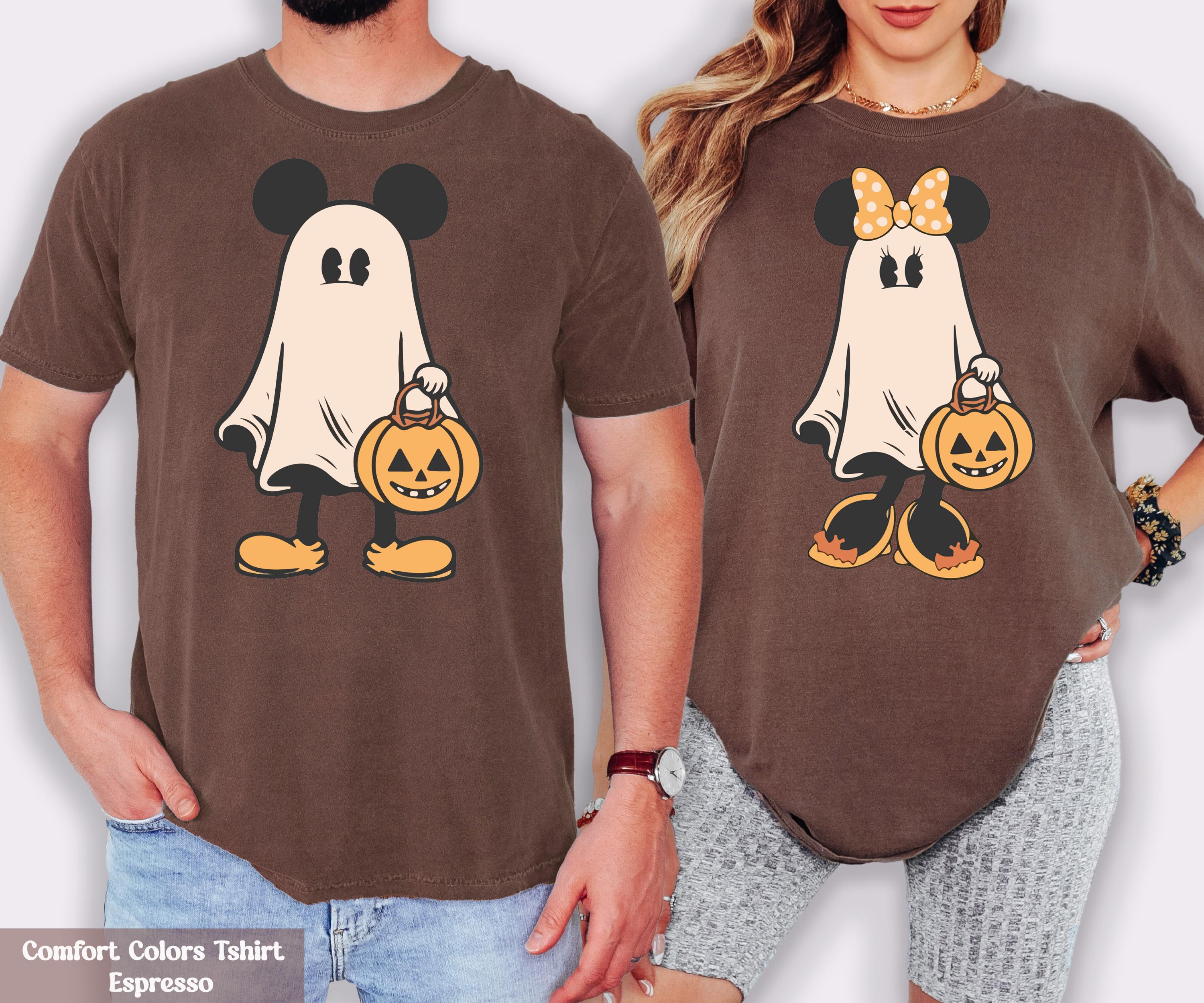 Comfort Colors® Retro Mickey Minnie Halloween Couple Shirts, Mickey Ghost Shirt, Minnie Ghost Shirt, Disney Halloween Tee,Spooky Season Gift