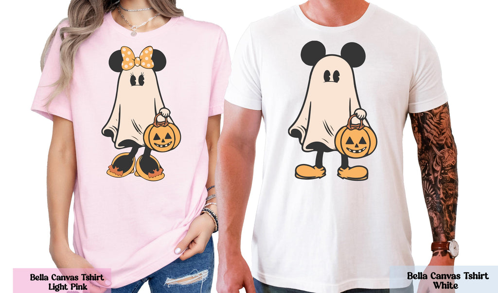Comfort Colors® Retro Mickey Minnie Halloween Couple Shirts, Mickey Ghost Shirt, Minnie Ghost Shirt, Disney Halloween Tee,Spooky Season Gift