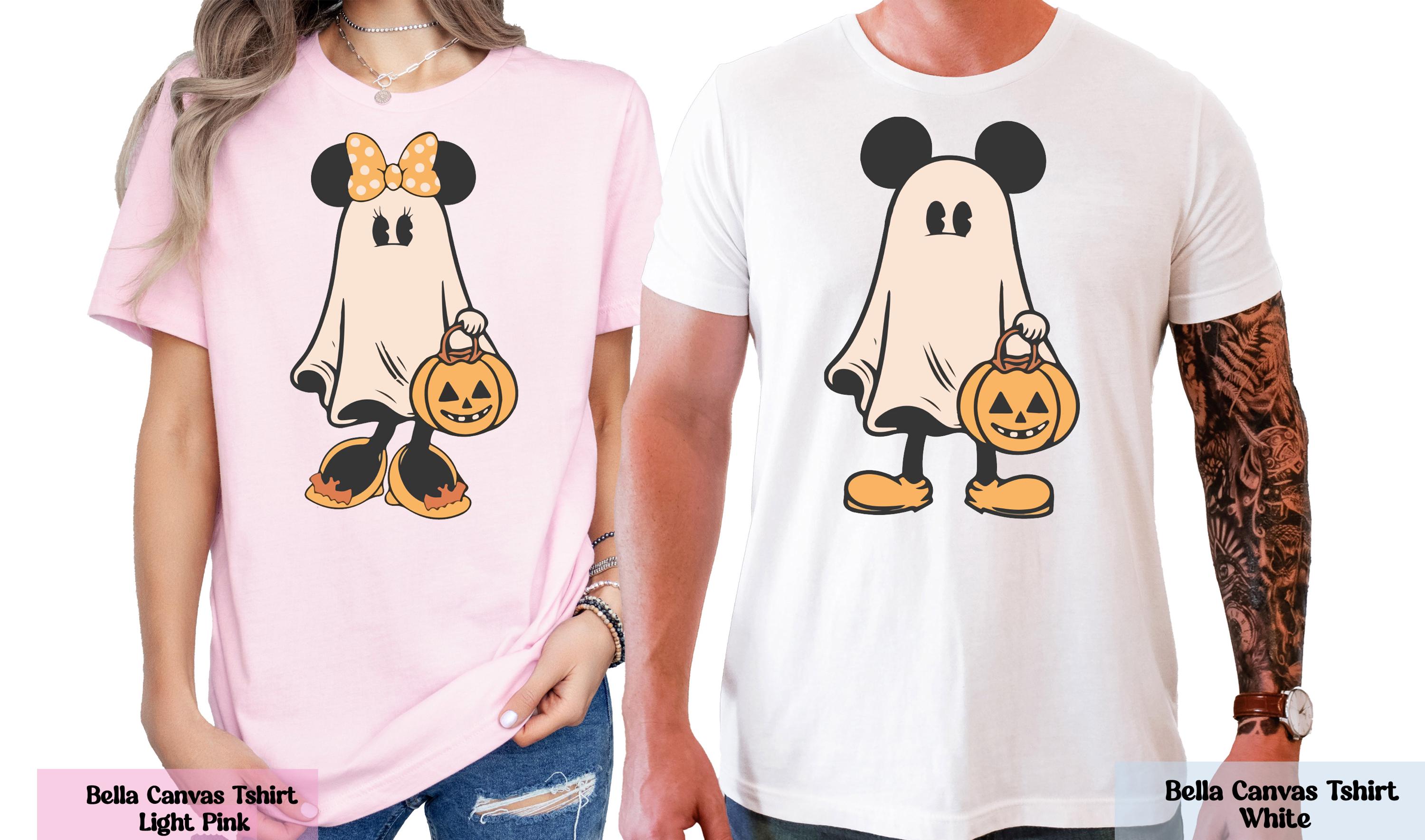 Comfort Colors® Retro Mickey Minnie Halloween Couple Shirts, Mickey Ghost Shirt, Minnie Ghost Shirt, Disney Halloween Tee,Spooky Season Gift