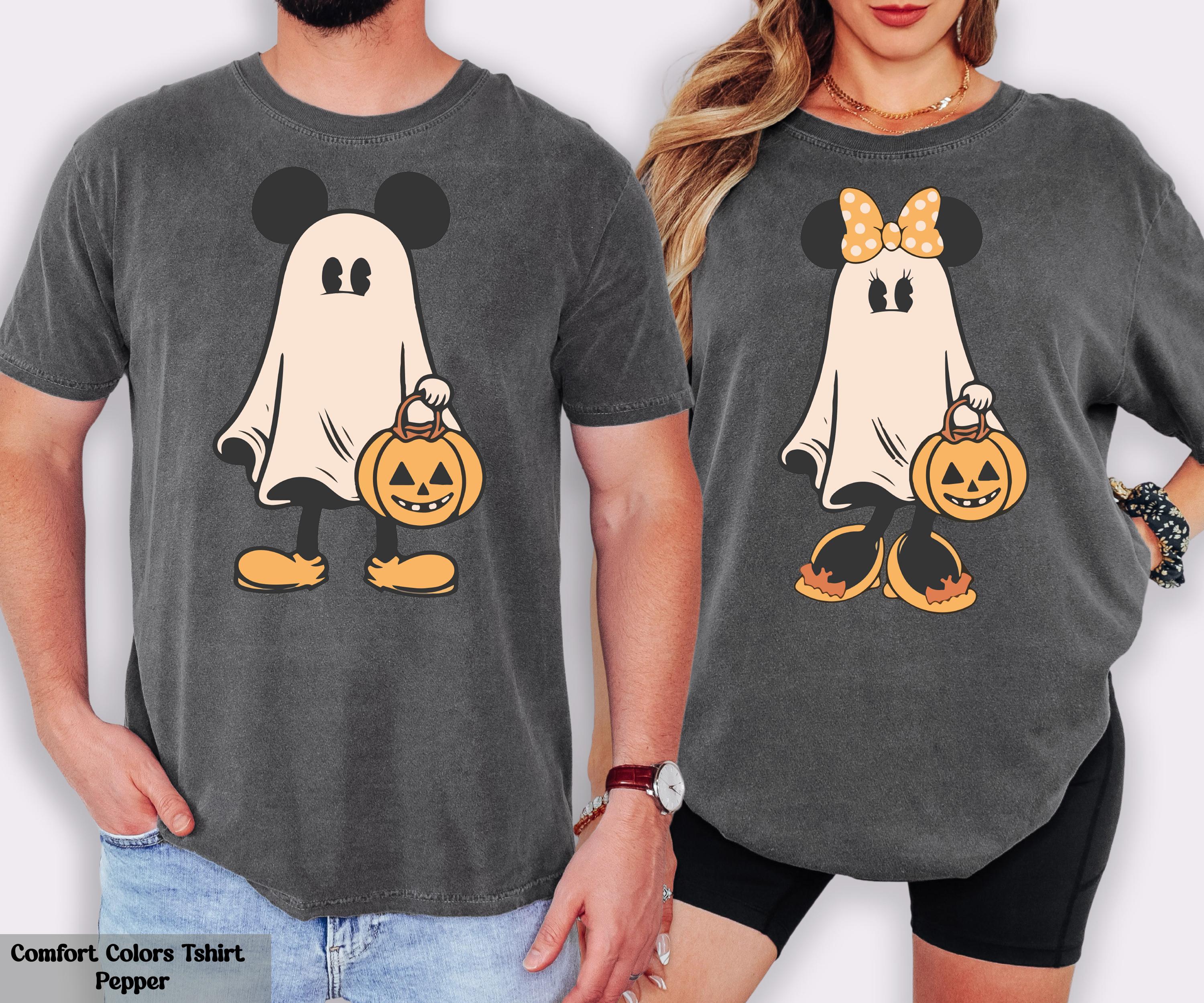 Comfort Colors® Retro Mickey Minnie Halloween Couple Shirts, Mickey Ghost Shirt, Minnie Ghost Shirt, Disney Halloween Tee,Spooky Season Gift