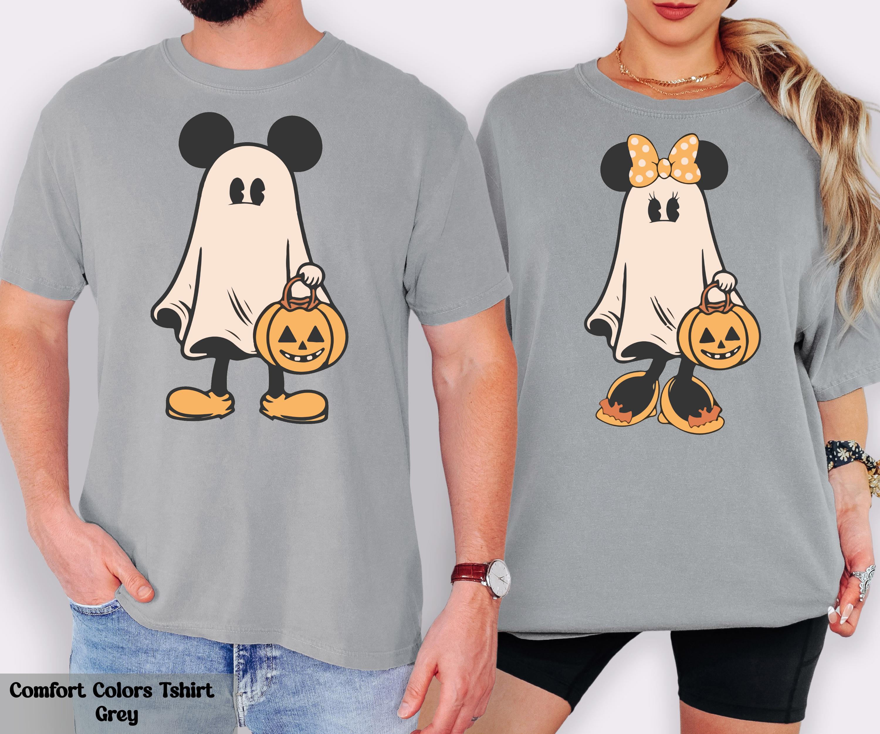 Comfort Colors® Retro Mickey Minnie Halloween Couple Shirts, Mickey Ghost Shirt, Minnie Ghost Shirt, Disney Halloween Tee,Spooky Season Gift