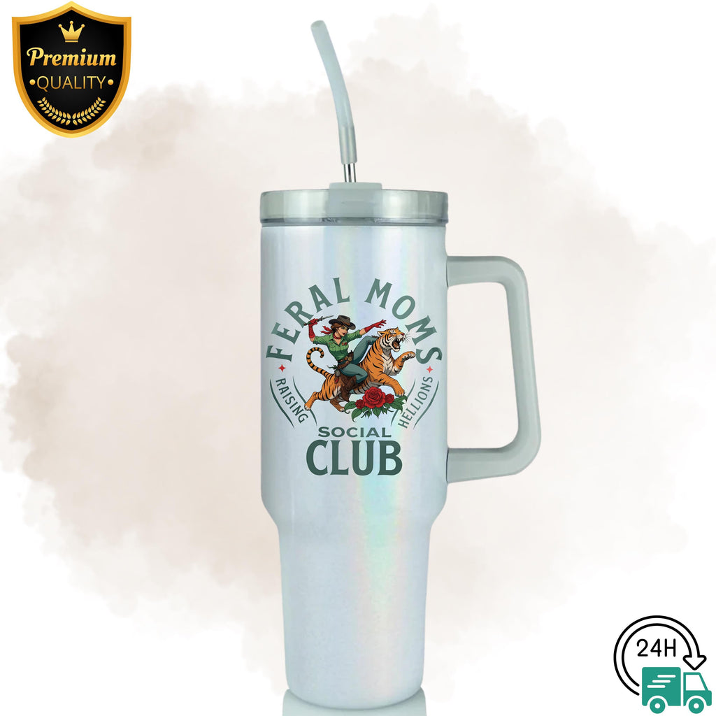 Feral Moms Social Club Tumbler, Trendy Mom Tumbler, New Mom Gift,Expecting Mom Gift,Baby Shower Gift,Mothers Day 20 oz-30 oz-40 oz Tumbler