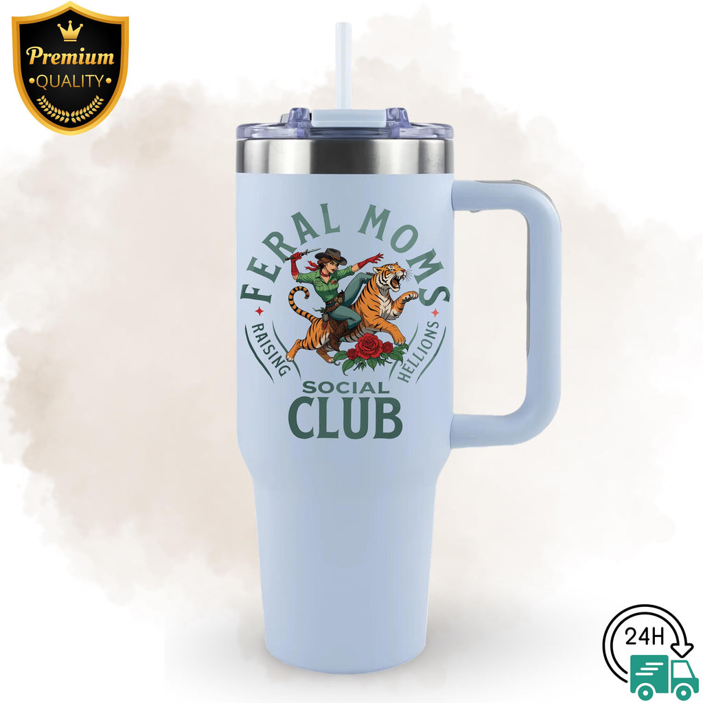 Feral Moms Social Club Tumbler, Trendy Mom Tumbler, New Mom Gift,Expecting Mom Gift,Baby Shower Gift,Mothers Day 20 oz-30 oz-40 oz Tumbler