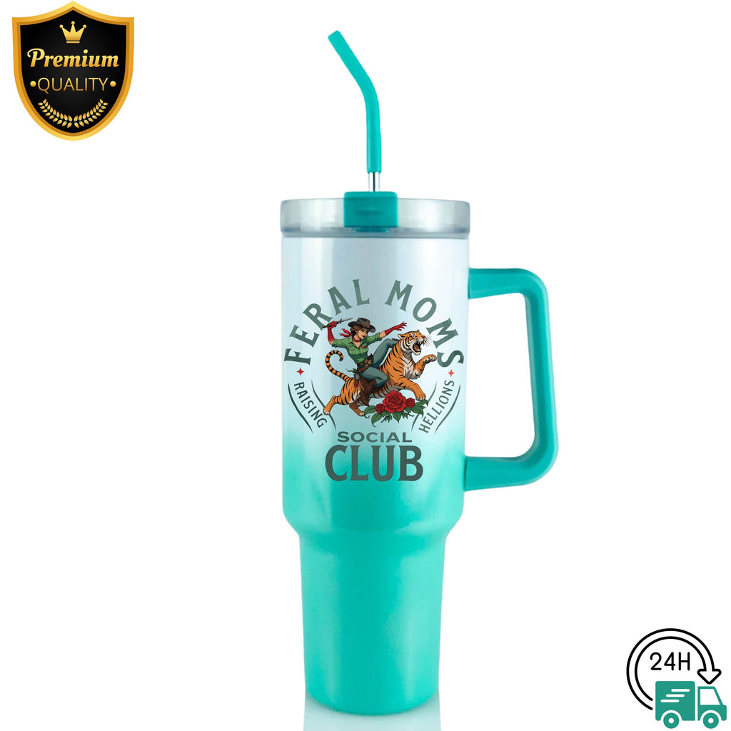 Feral Moms Social Club Tumbler, Trendy Mom Tumbler, New Mom Gift,Expecting Mom Gift,Baby Shower Gift,Mothers Day 20 oz-30 oz-40 oz Tumbler