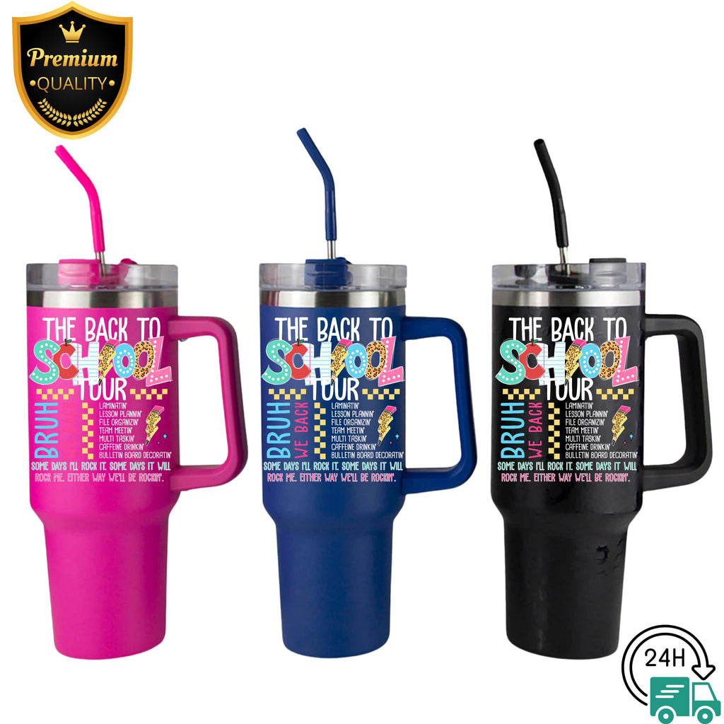 Back To School Tumbler,40 oz Bruh We Back Tumbler, Gift for Teacher Appreciation, 20 oz Back To School Design, Stainless Steel Travel Cup,