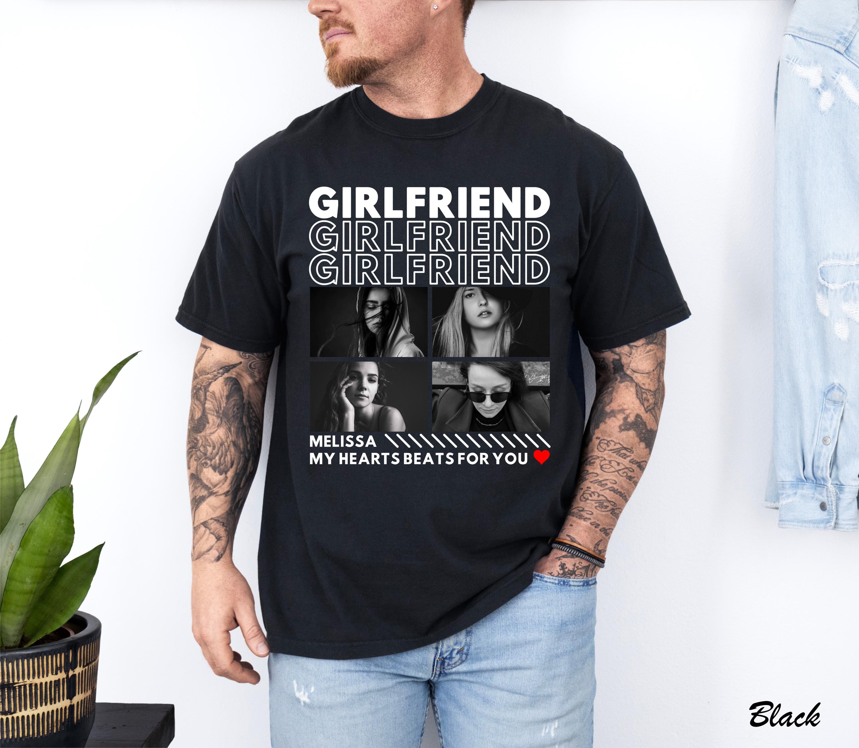 Custom Girlfriend Bootleg Shirt, Print Your Own Shirt,Custom Boyfriend Shirt,Shirt With Girlfriend Face,Custom Image Wife Gift,Gift for Bf