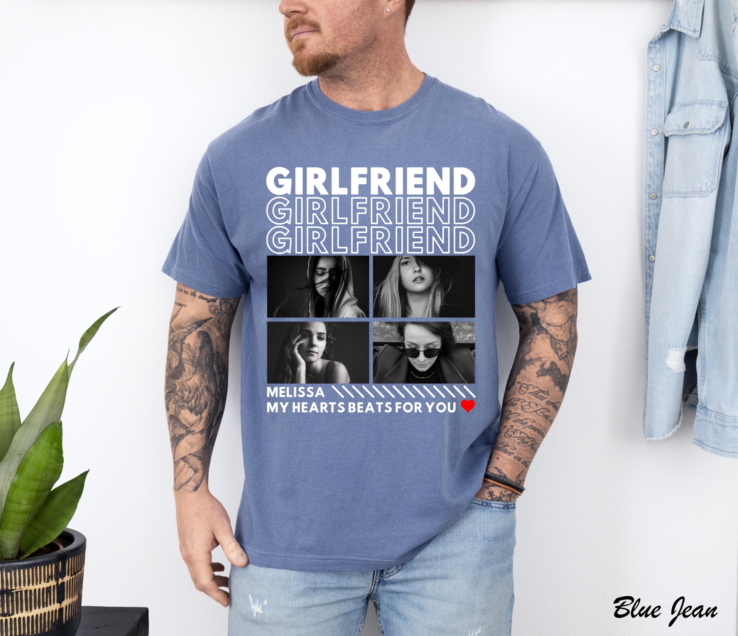 Custom Girlfriend Bootleg Shirt, Print Your Own Shirt,Custom Boyfriend Shirt,Shirt With Girlfriend Face,Custom Image Wife Gift,Gift for Bf