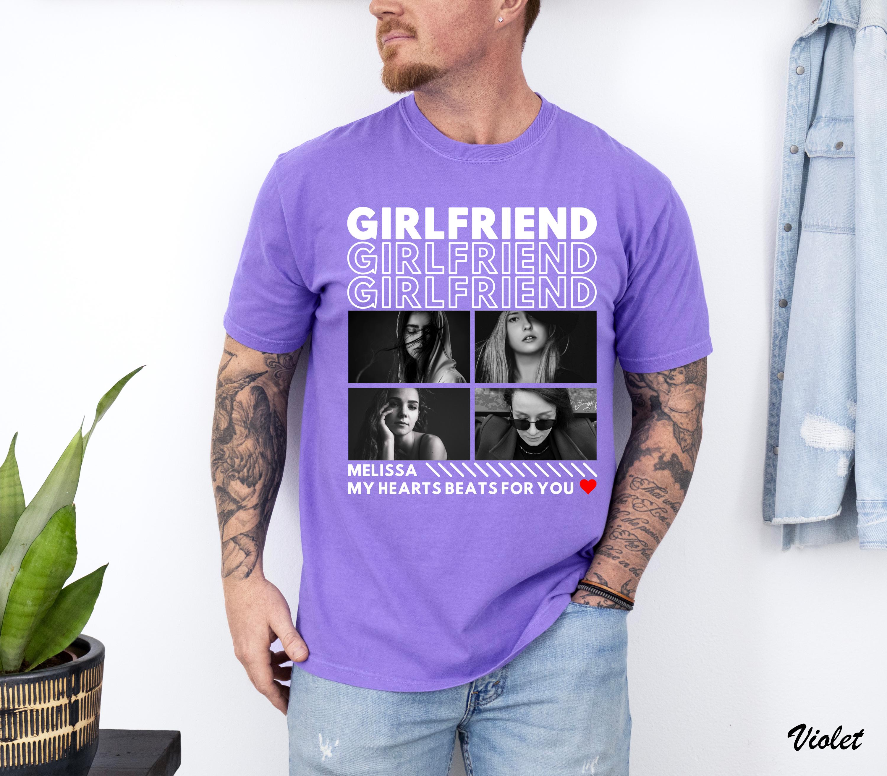 Custom Girlfriend Bootleg Shirt, Print Your Own Shirt,Custom Boyfriend Shirt,Shirt With Girlfriend Face,Custom Image Wife Gift,Gift for Bf
