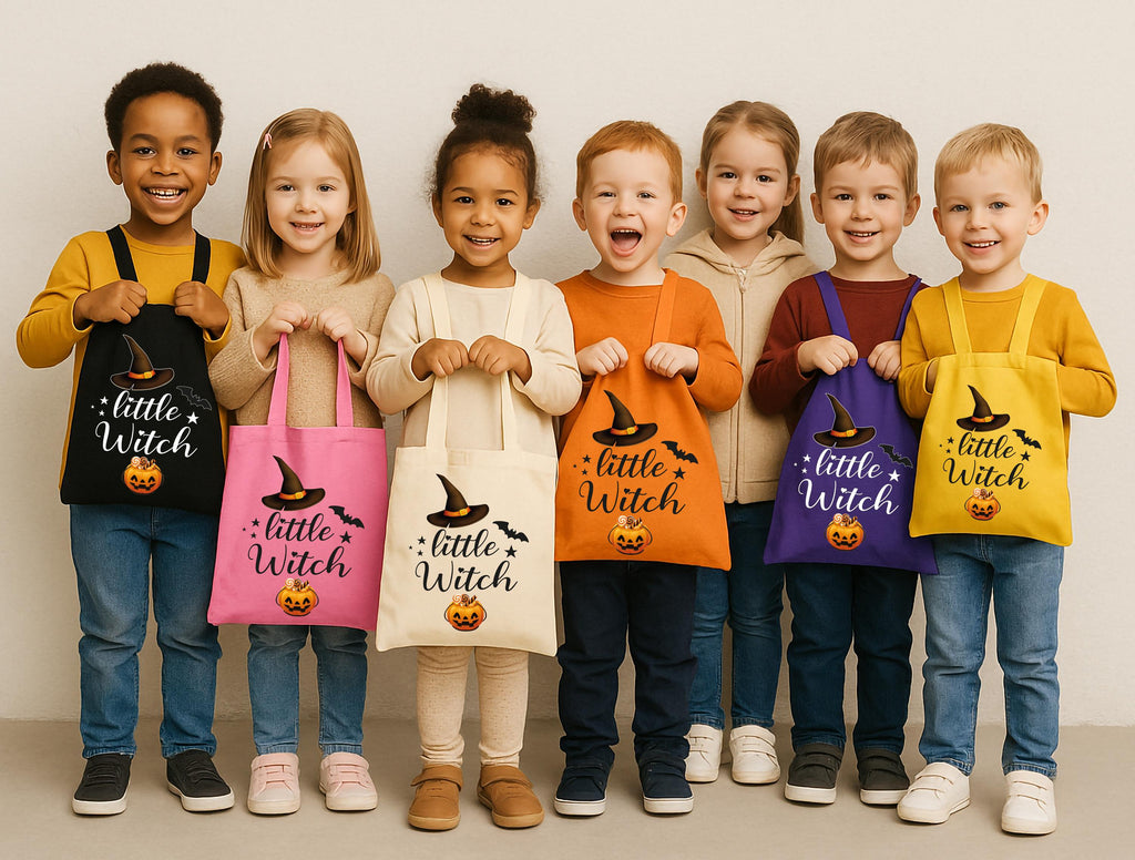 Halloween Little Witch Tote Bag, Little Witches Tote Bag, Trick or Treat Bag, Witchy Canvas Tote, Cute Halloween Bag, Candy Bag for Kids