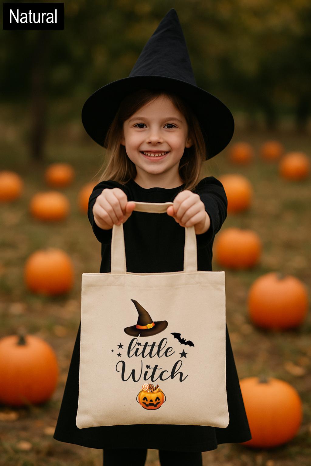 Halloween Little Witch Tote Bag, Little Witches Tote Bag, Trick or Treat Bag, Witchy Canvas Tote, Cute Halloween Bag, Candy Bag for Kids