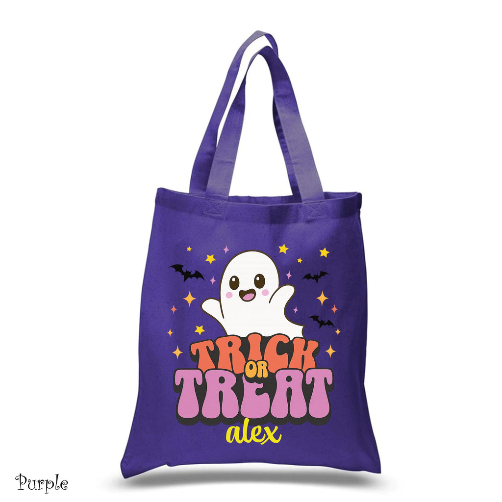 Personalized Halloween Tote Bag,Kids Halloween Basket, Custom Kids Halloween Tote Bag, Trick or Treat Bags, Cute Ghost Halloween Candy Bag