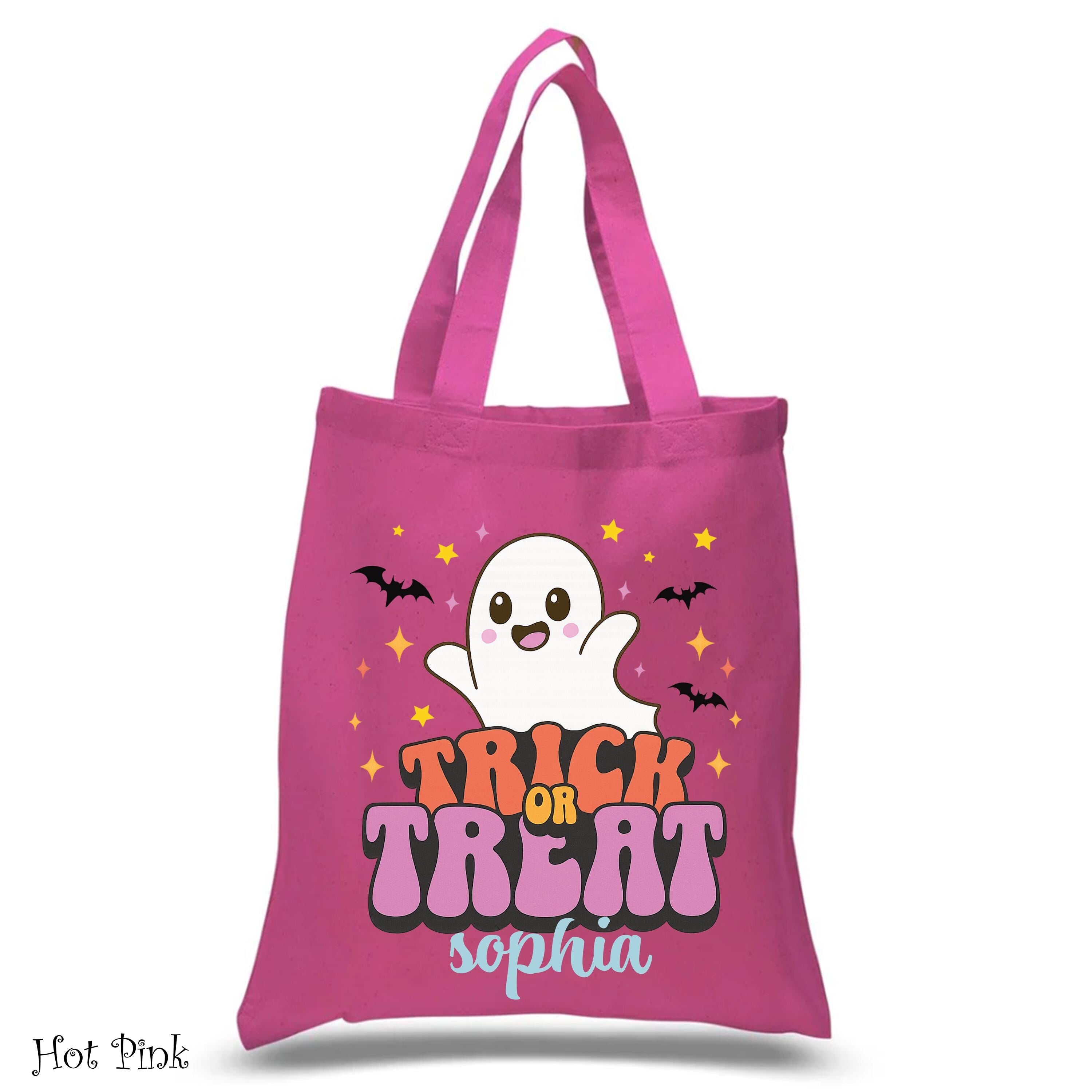 Personalized Halloween Tote Bag,Kids Halloween Basket, Custom Kids Halloween Tote Bag, Trick or Treat Bags, Cute Ghost Halloween Candy Bag