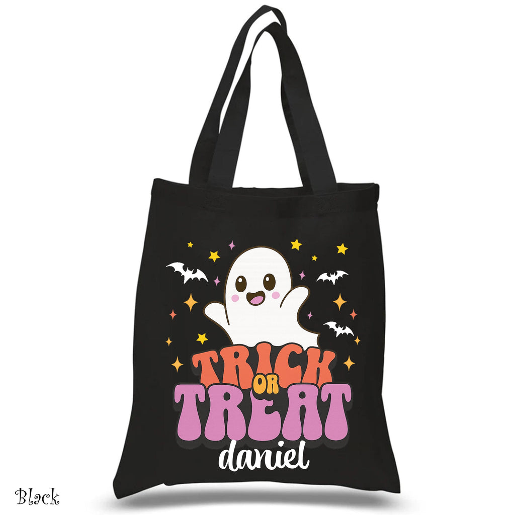 Personalized Halloween Tote Bag,Kids Halloween Basket, Custom Kids Halloween Tote Bag, Trick or Treat Bags, Cute Ghost Halloween Candy Bag