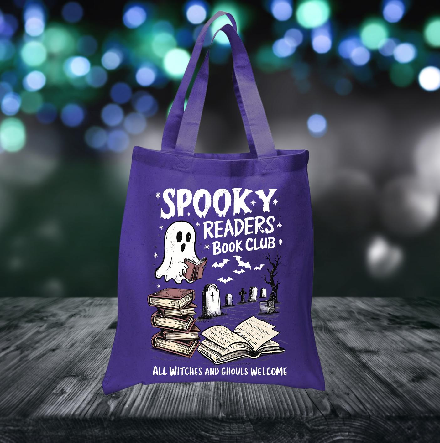 Spooky Readers Book Club Tote Bag, Bookish Halloween Canvas Tote Bag, Book Lover Cotton Tote Bag, Bookish Merch, Ghost Book Club Tote Bag