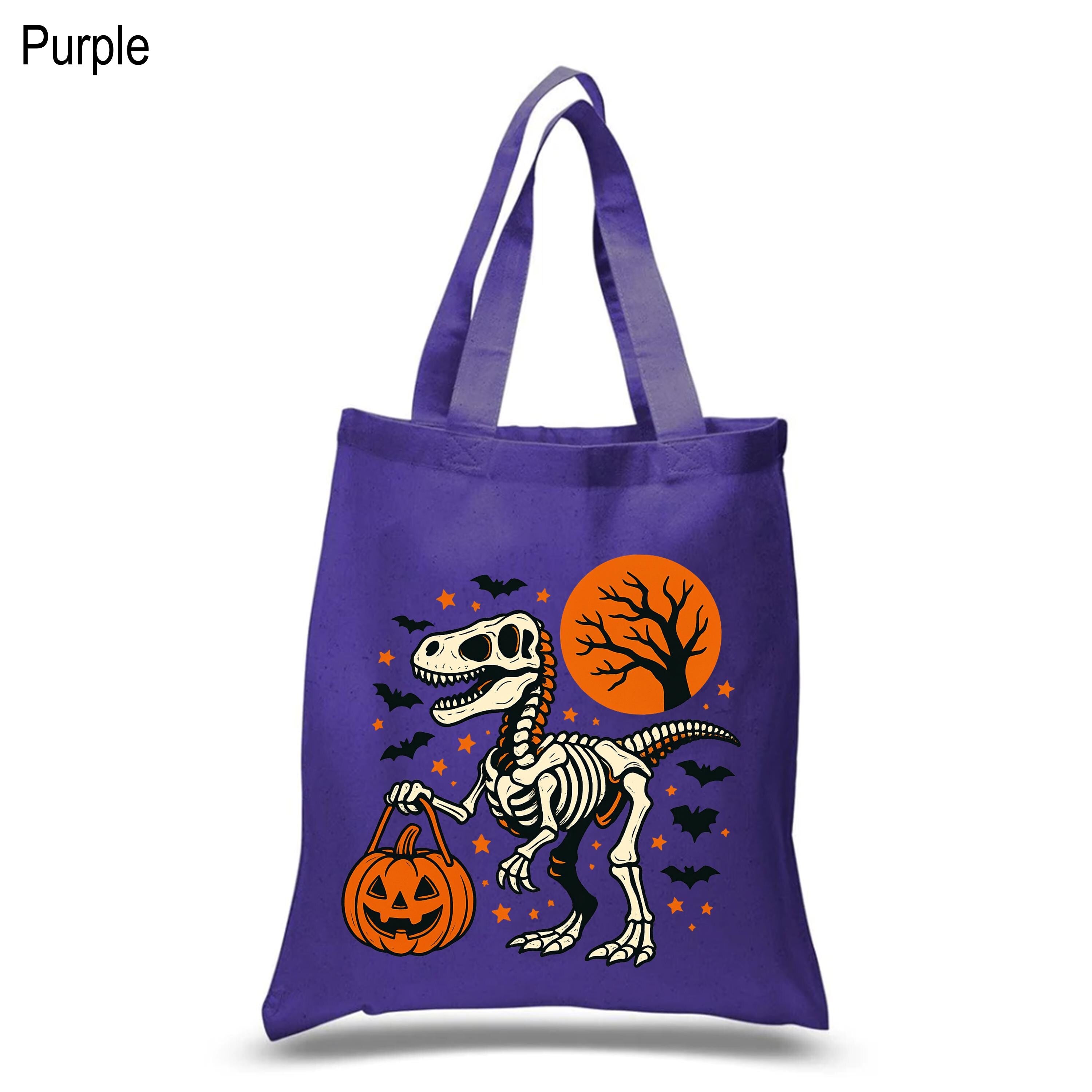 Funny Halloween Dinosaur Trick or Treat Bag, Cute Spooky T-Rex Trick or Treat Handbag, Halloween Bag for Kids, Dino Tote, Tote for Kids