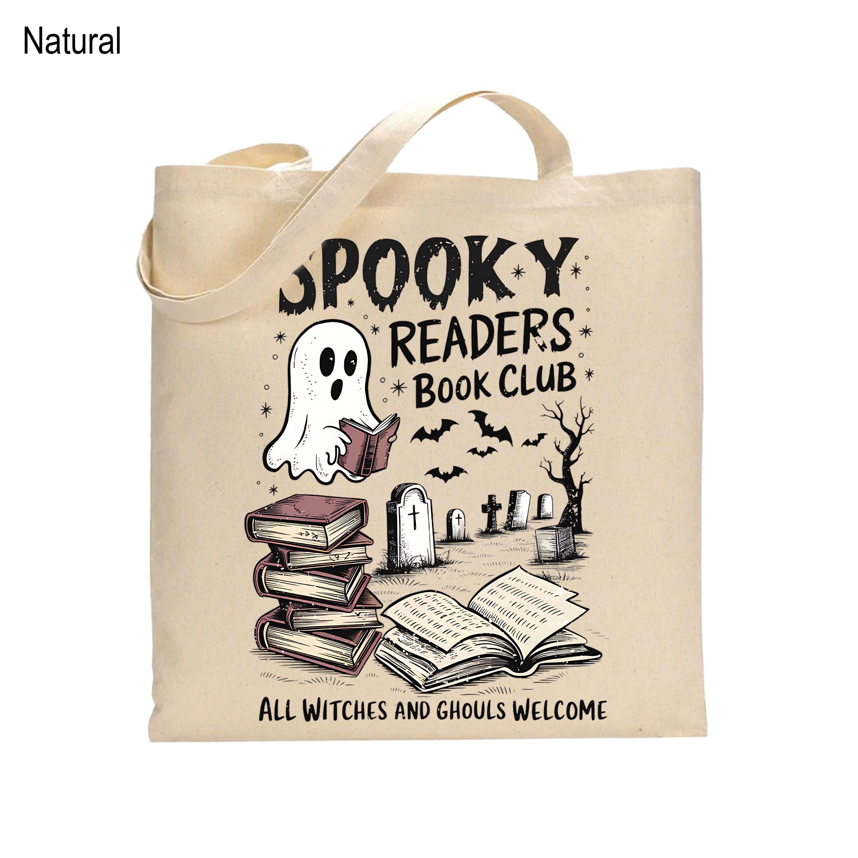 Spooky Readers Book Club Tote Bag, Bookish Halloween Canvas Tote Bag, Book Lover Cotton Tote Bag, Bookish Merch, Ghost Book Club Tote Bag