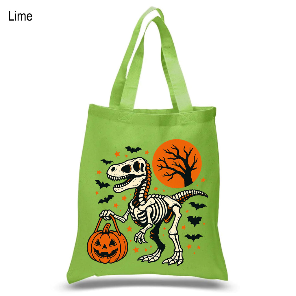 Funny Halloween Dinosaur Trick or Treat Bag, Cute Spooky T-Rex Trick or Treat Handbag, Halloween Bag for Kids, Dino Tote, Tote for Kids