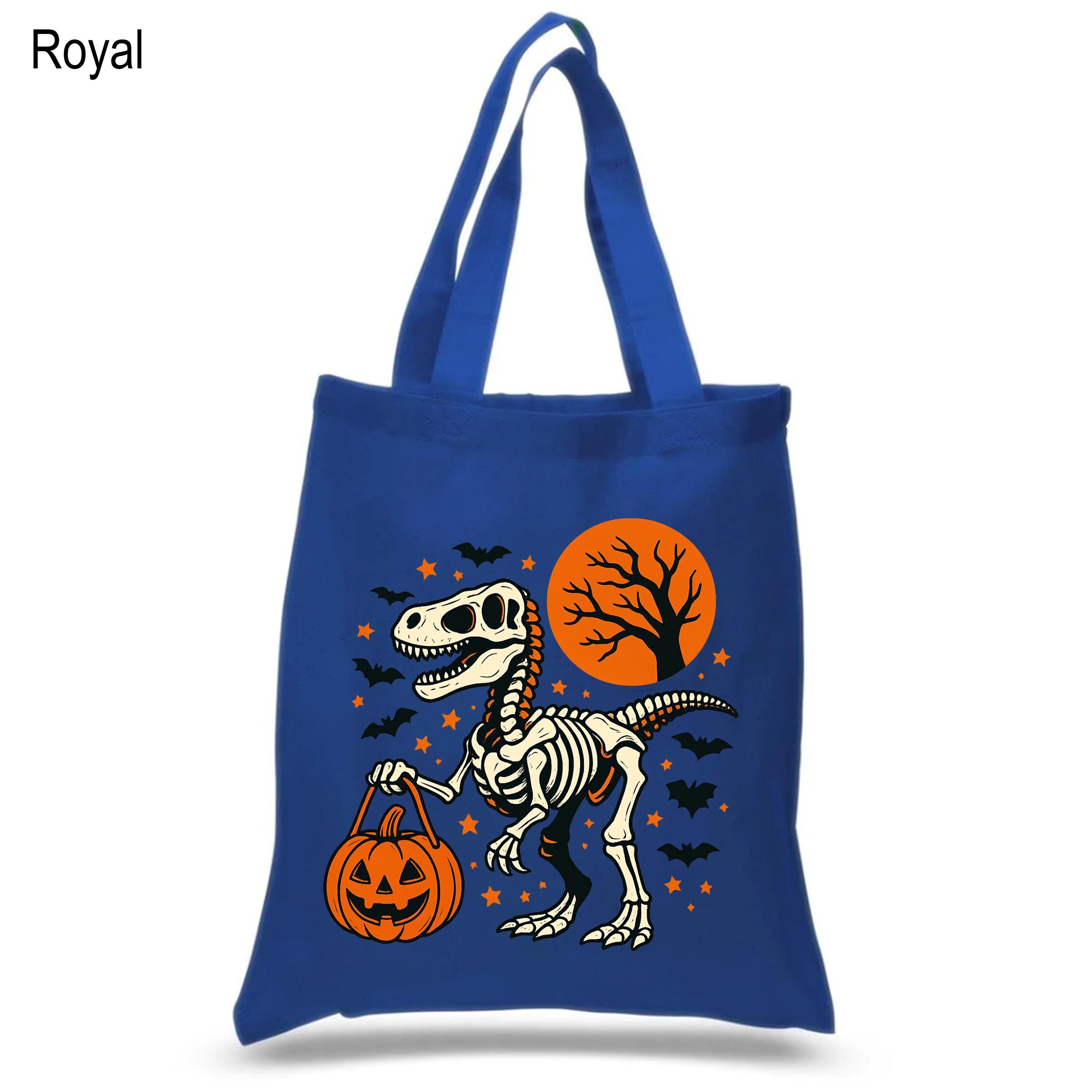 Funny Halloween Dinosaur Trick or Treat Bag, Cute Spooky T-Rex Trick or Treat Handbag, Halloween Bag for Kids, Dino Tote, Tote for Kids
