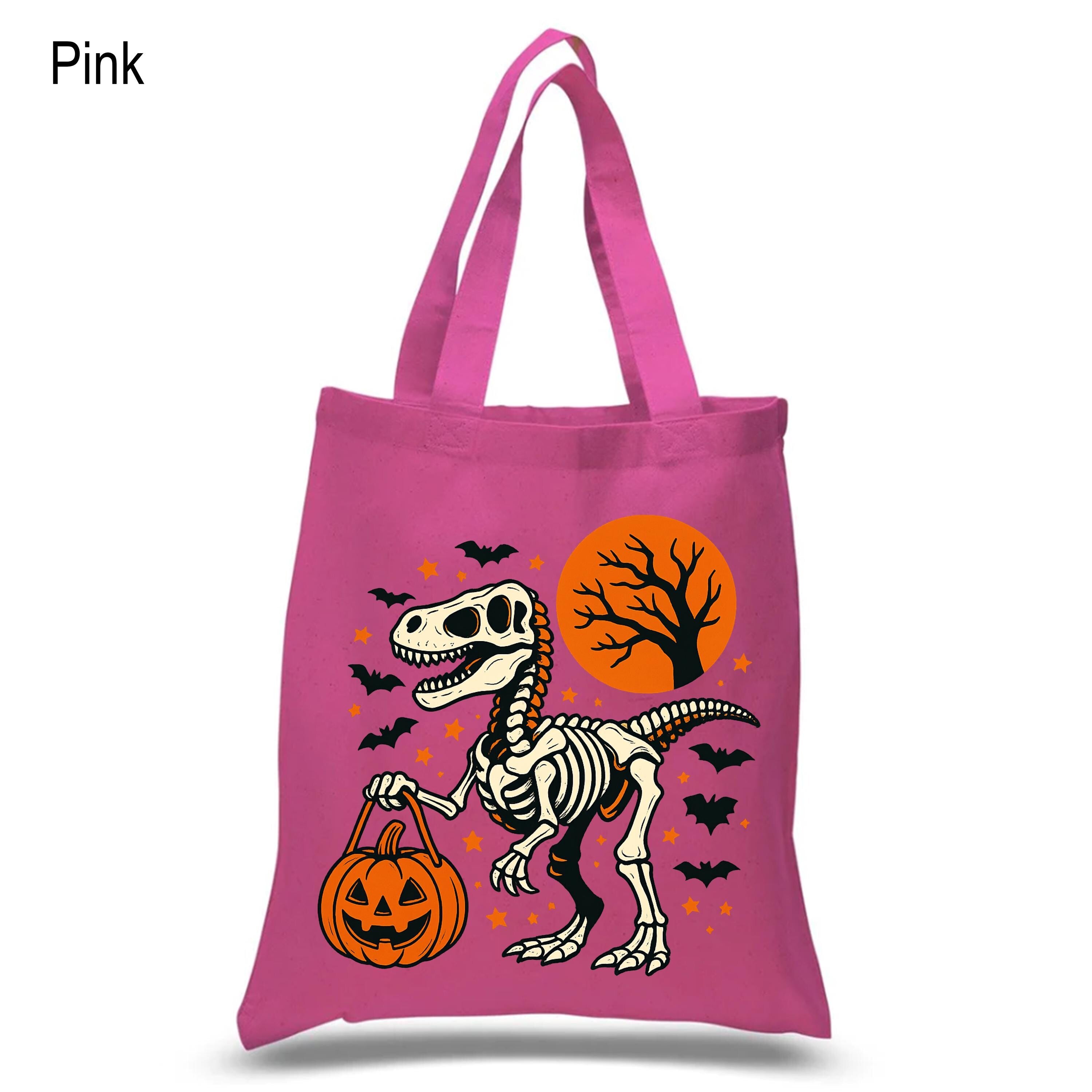 Funny Halloween Dinosaur Trick or Treat Bag, Cute Spooky T-Rex Trick or Treat Handbag, Halloween Bag for Kids, Dino Tote, Tote for Kids