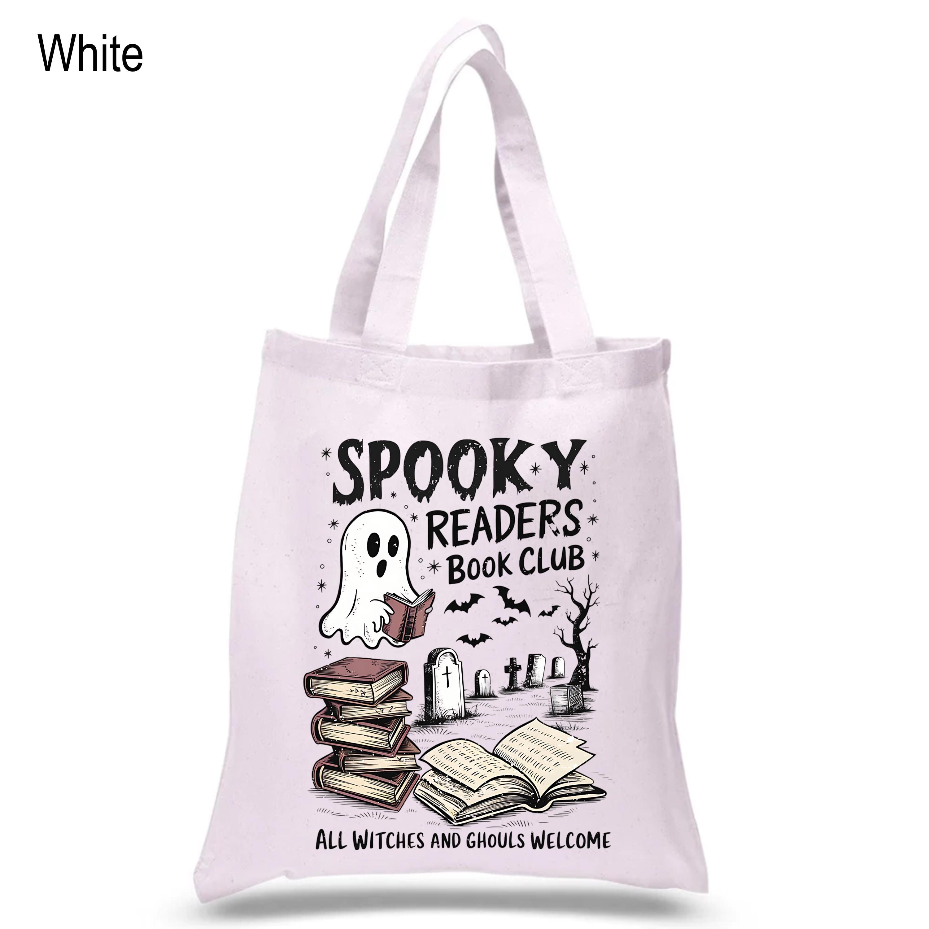 Spooky Readers Book Club Tote Bag, Bookish Halloween Canvas Tote Bag, Book Lover Cotton Tote Bag, Bookish Merch, Ghost Book Club Tote Bag