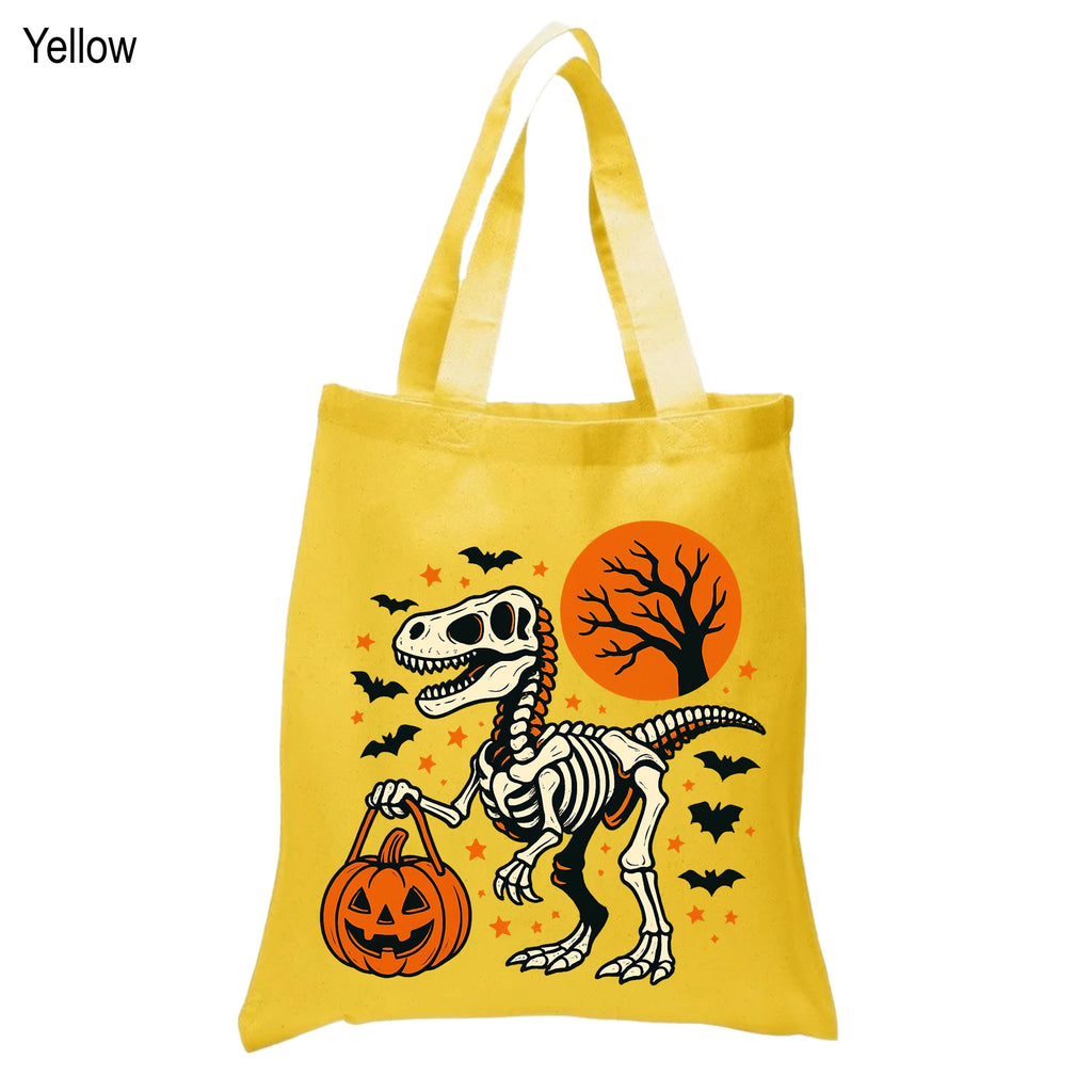 Funny Halloween Dinosaur Trick or Treat Bag, Cute Spooky T-Rex Trick or Treat Handbag, Halloween Bag for Kids, Dino Tote, Tote for Kids
