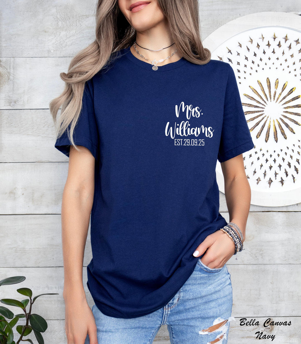 Personalized Mrs Shirt, Mrs Last Name Shirt,Just Married Shirt, Matching Couple Shirt, Future Mrs Tee,Bride Personalized Shirt,Wifey Shirt