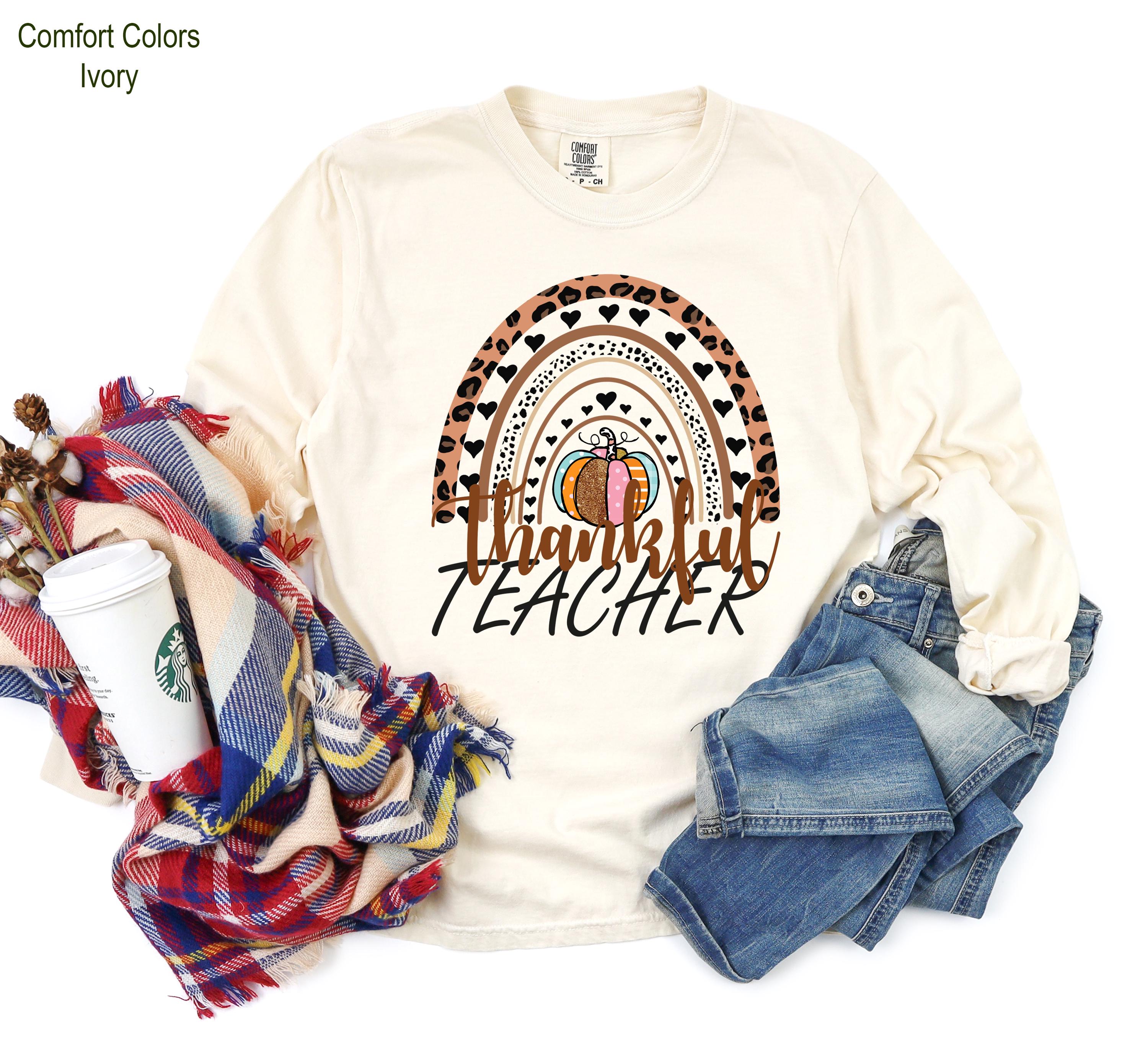 Thanksgiving Teacher Shirt, Thankful Rainbow Pumpkin Shirt, Thanksgiving Teacher Tee, Fall Teacher Sweatshirt, Thanksgiving for Teacher