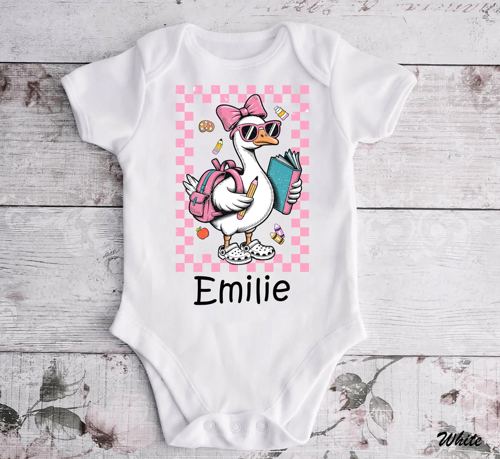 Custom Back to School Goose T-Shirt, Cute Classroom Shirt, First Day of School Shirt, Gift for Kids Tee, Custom Name Kids Teacher Gift Tee