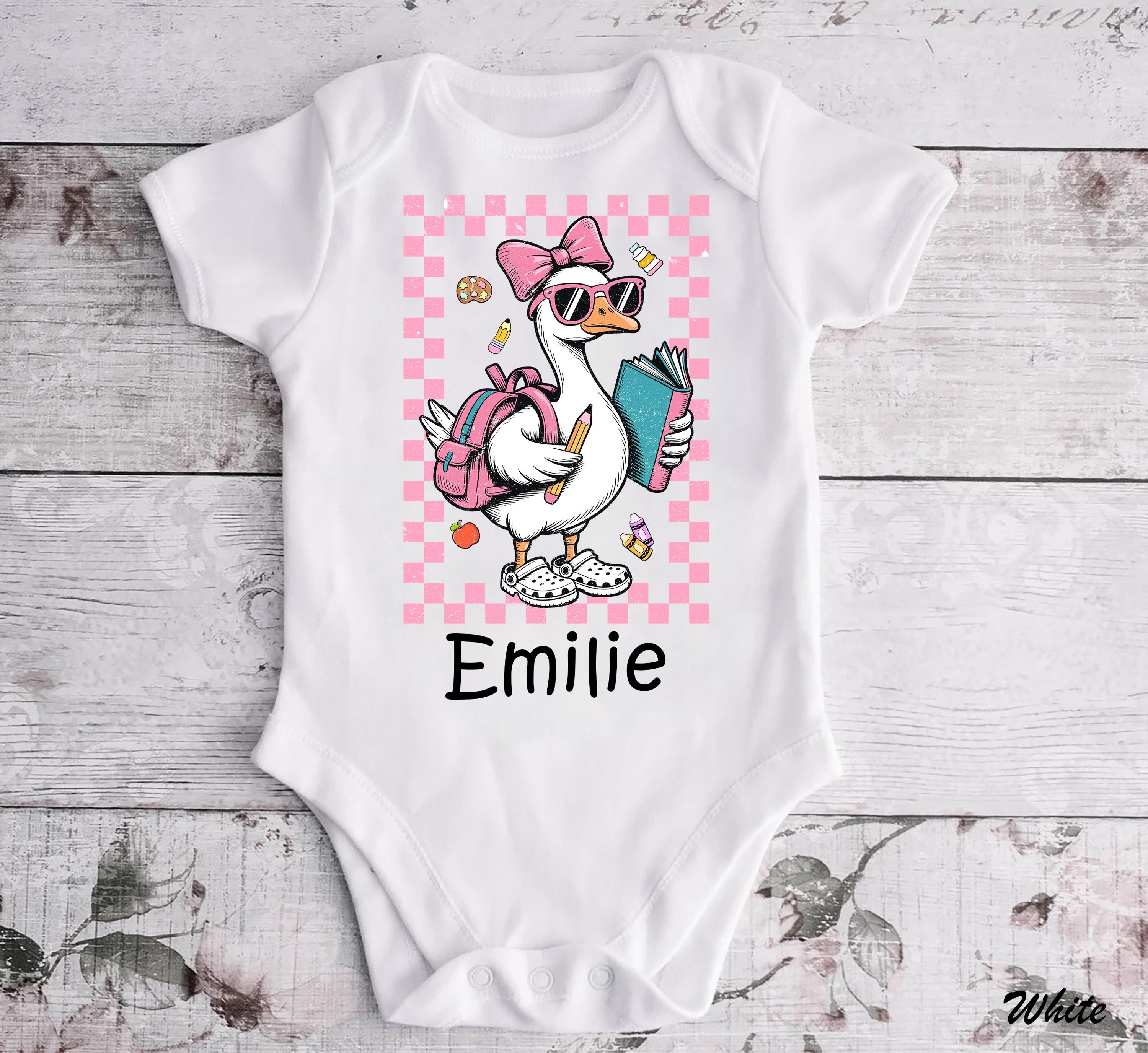 Custom Back to School Goose T-Shirt, Cute Classroom Shirt, First Day of School Shirt, Gift for Kids Tee, Custom Name Kids Teacher Gift Tee