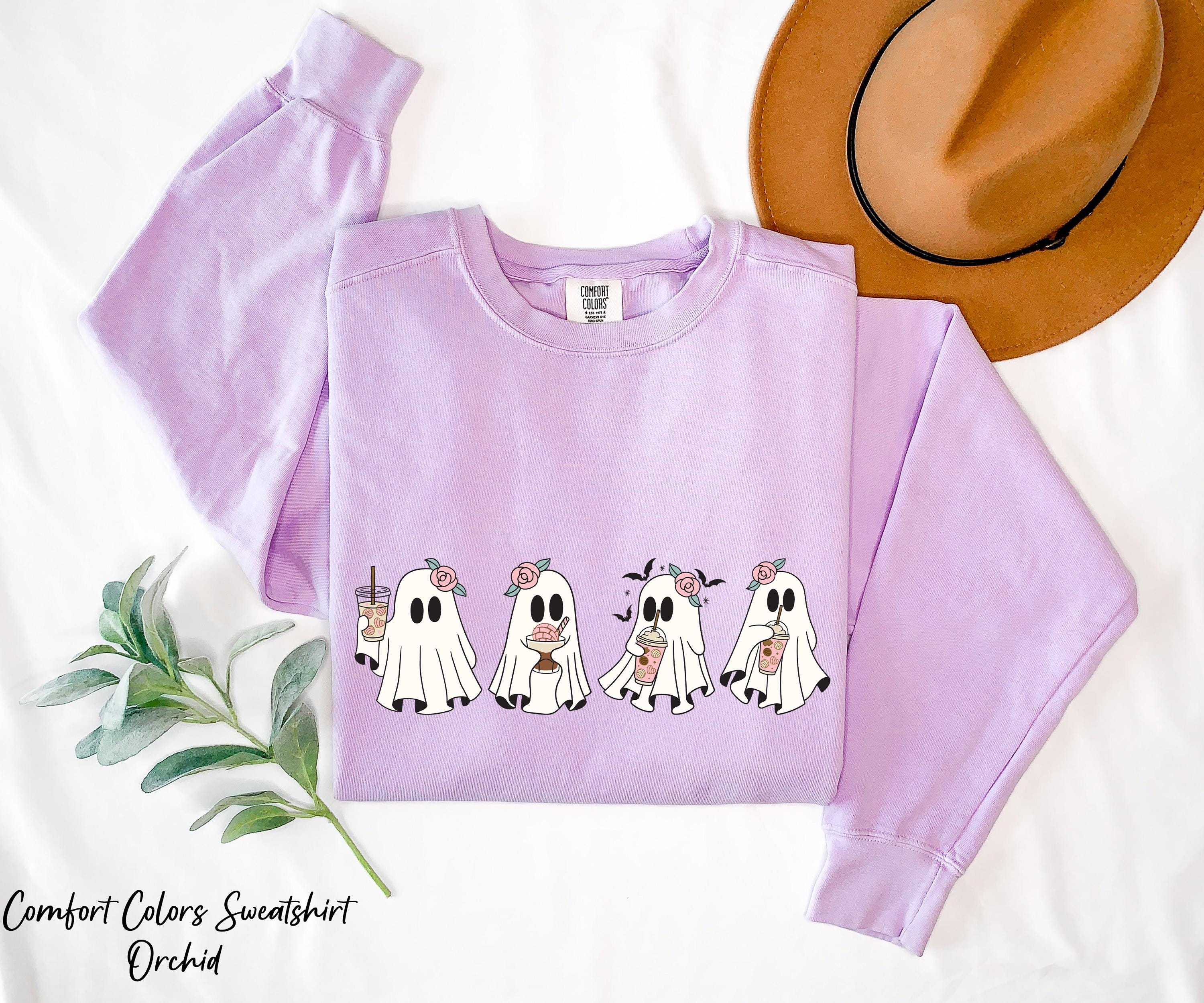 Coffee Lover Ghost Sweatshirt, Cute Spooky Coffee Tee,Spooky Fall Crewneck Sweatshirt,Little Ghost Ice Coffee Sweatshirt,Coffee Lover Gift