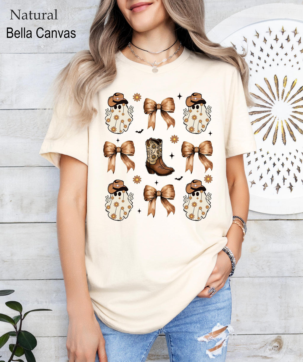 Cowboy Ghost Shirt, Western Halloween Shirt, Spooky Bow Shirt, Retro Halloween Tee, Halloween Girl Shirt, Halloween Ghost Shirt, Ghost Tee
