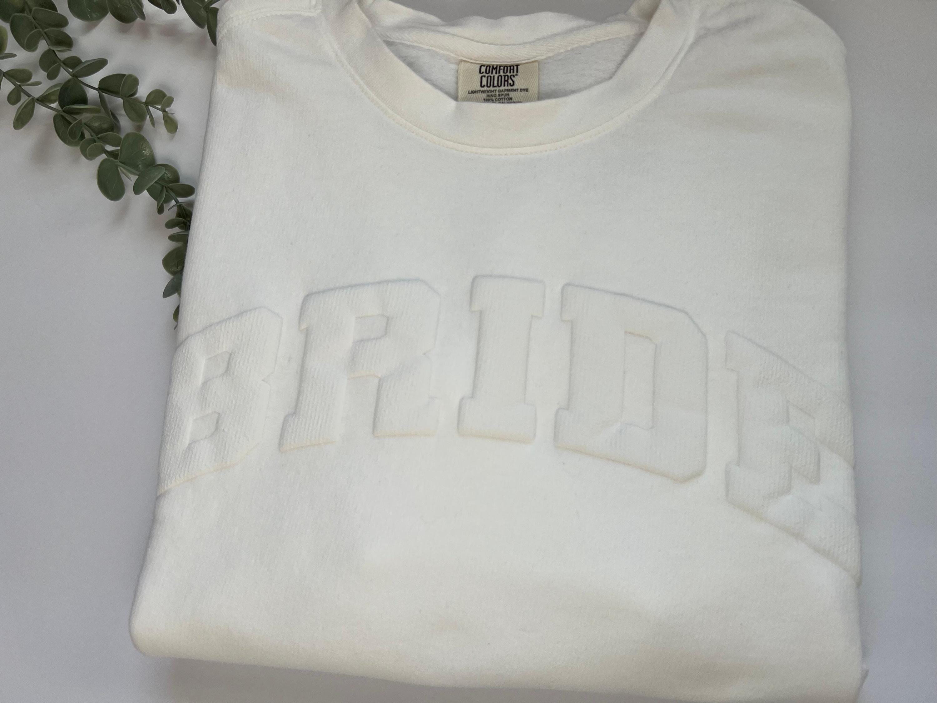 Custom Embossed Bride Groom  Sweatshirt, Matching Puff Print Sweatshirt, Bachelor Party Gift, Wedding Anniversary Outfit, Honeymoon Sweater