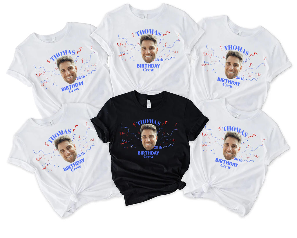 Custom Birthday Photo Name Shirt, Personalized Photo Birthday Party Tee, Funny Personalized Celebration Tee, Name Birthday Group T-Shirt