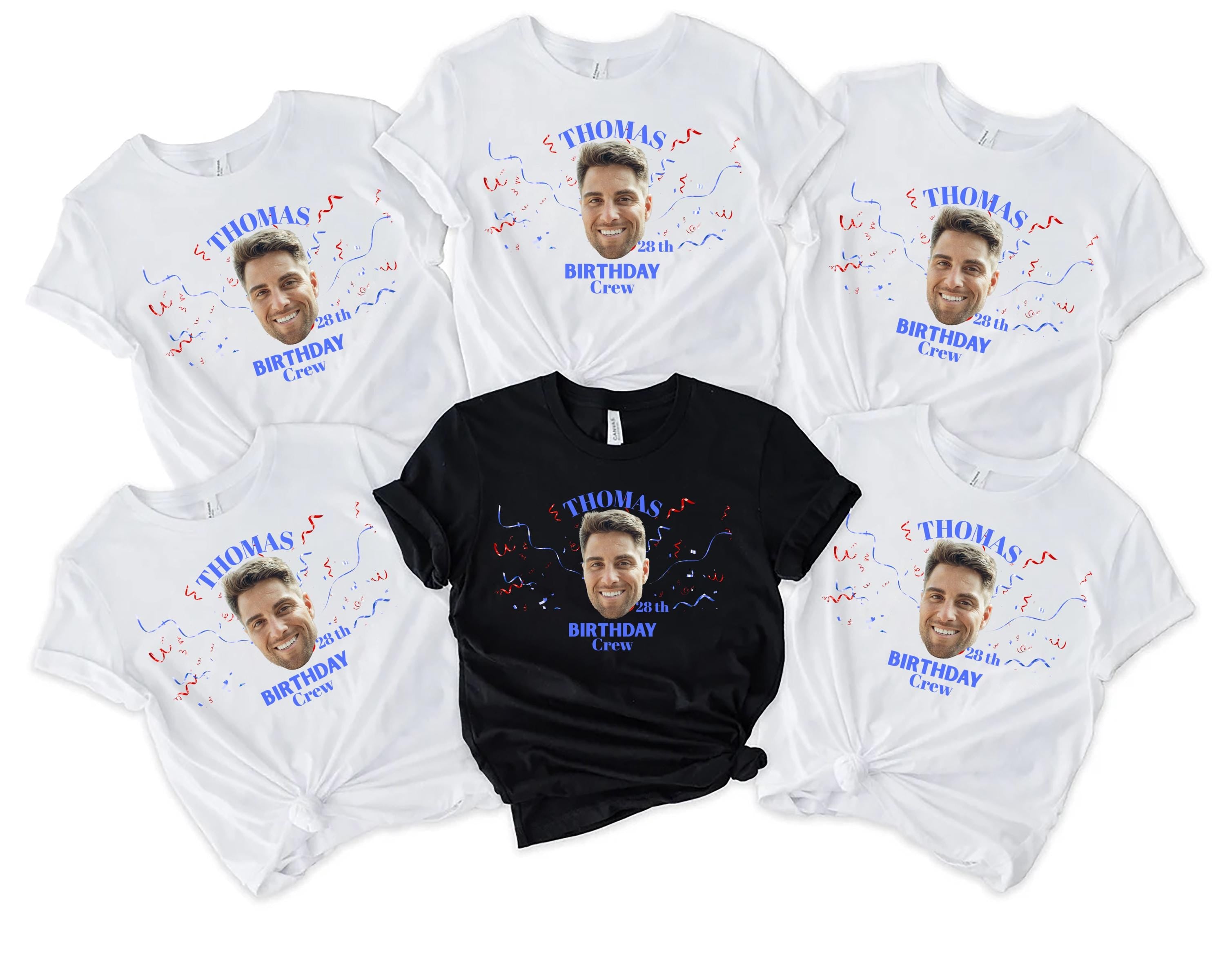 Custom Birthday Photo Name Shirt, Personalized Photo Birthday Party Tee, Funny Personalized Celebration Tee, Name Birthday Group T-Shirt