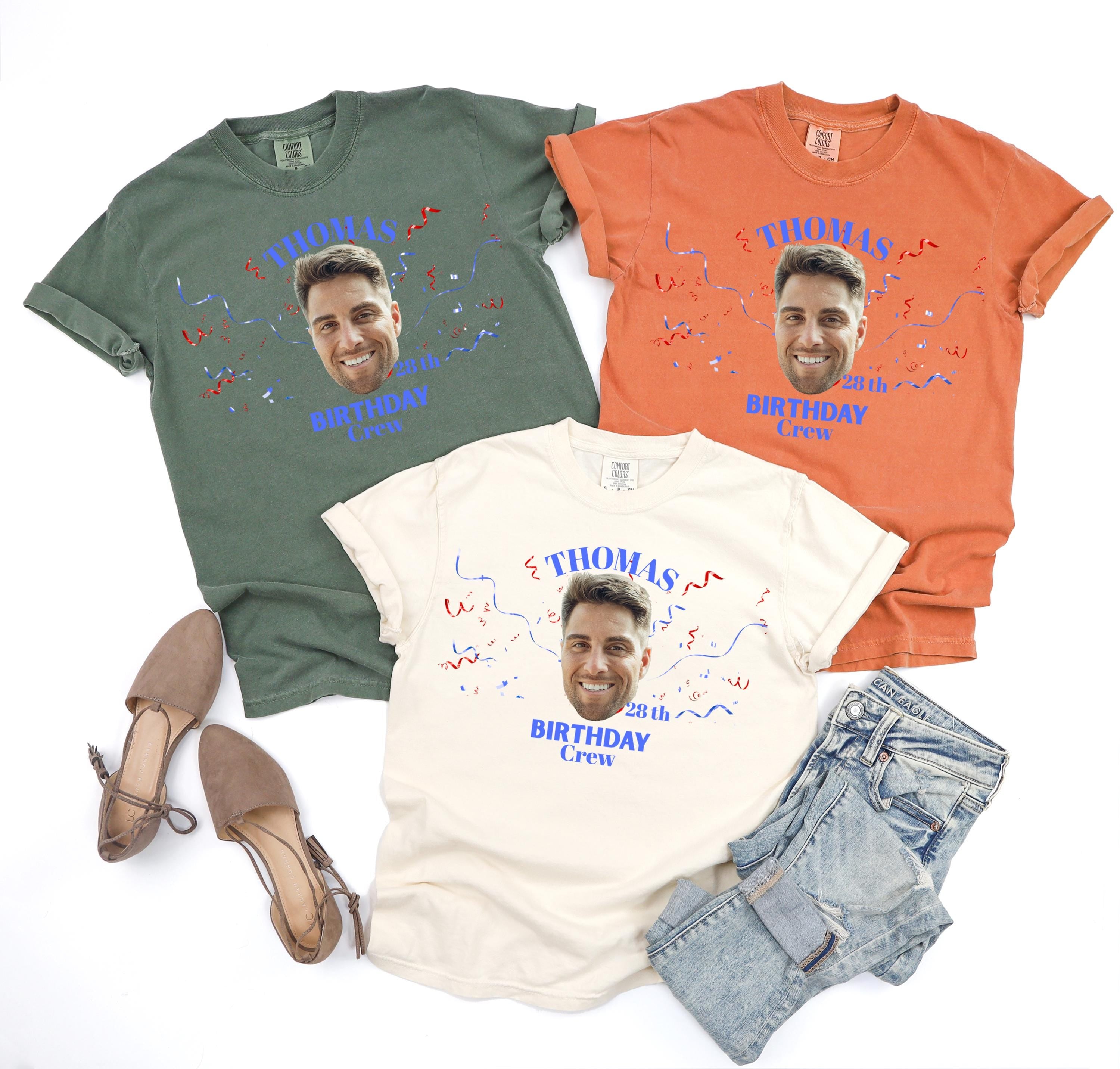 Custom Birthday Photo Name Shirt, Personalized Photo Birthday Party Tee, Funny Personalized Celebration Tee, Name Birthday Group T-Shirt