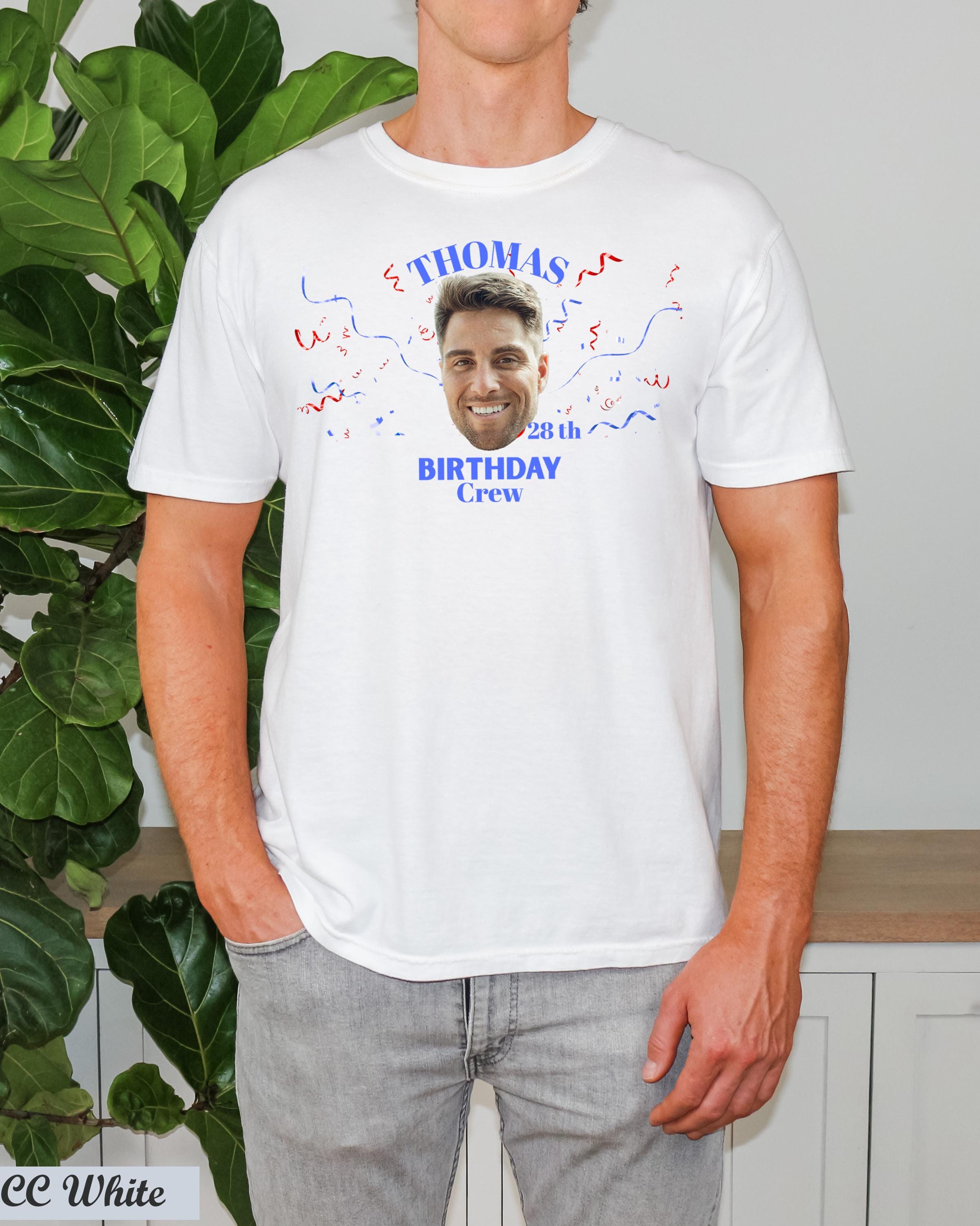 Custom Birthday Photo Name Shirt, Personalized Photo Birthday Party Tee, Funny Personalized Celebration Tee, Name Birthday Group T-Shirt