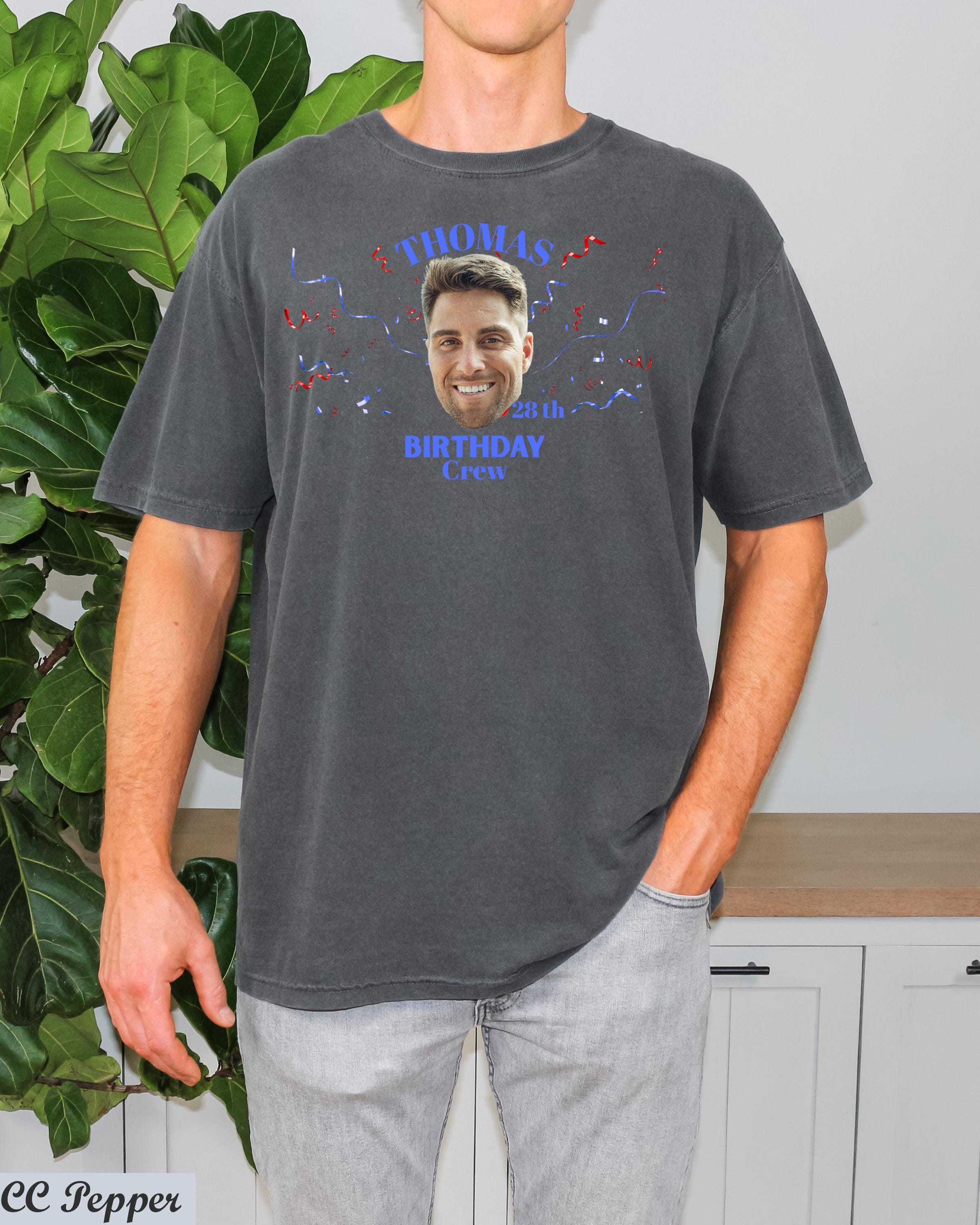 Custom Birthday Photo Name Shirt, Personalized Photo Birthday Party Tee, Funny Personalized Celebration Tee, Name Birthday Group T-Shirt