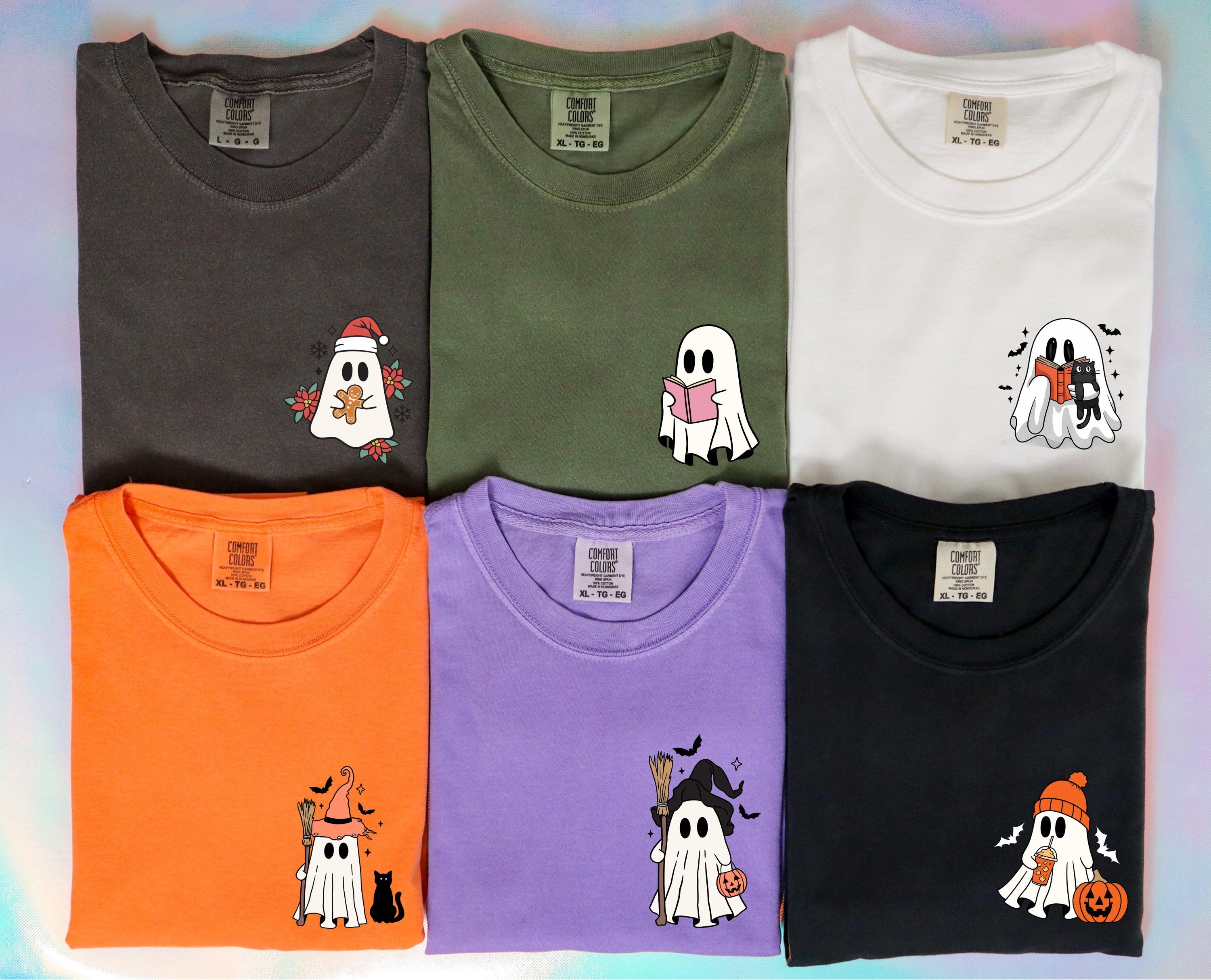 Custom Cute Ghost Pocket Shirt, Spooky Season Shirt, Halloween Pocket Tee, Cute Ghost Pocket Size Shirt,Halloween Matching Outfit,Spooky Tee